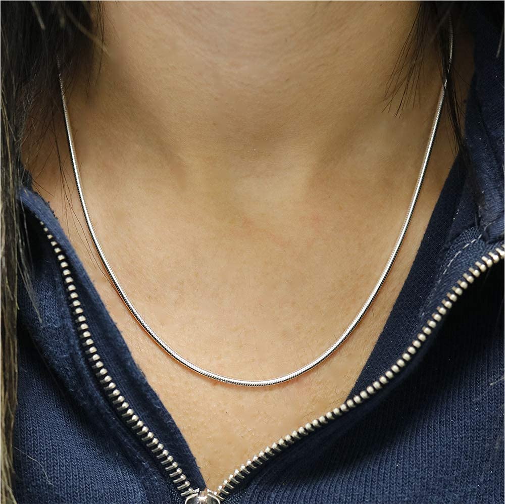 **ARGENTO REALE 925 Sterling Silver Snake Chain Necklace 2MM-5MM - Round Flexible Italian Silver Necklace 16-30 Inches - Made in Italy - Perfect for Layering, Gifts & Everyday Elegance**
