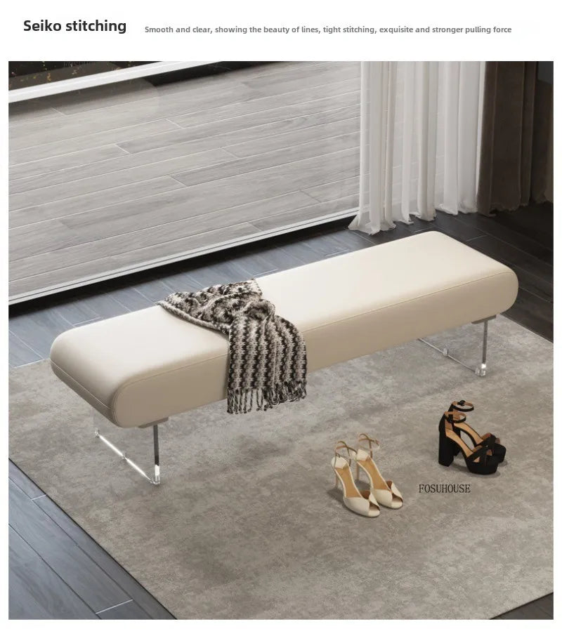 Modern Acrylic Shoe Bench - Contemporary Entryway Seating with Storage | Stylish Shoe Organizer for Hallway, Bedroom & Closet | Durable Clear Acrylic Shoe Rack for Small Spaces