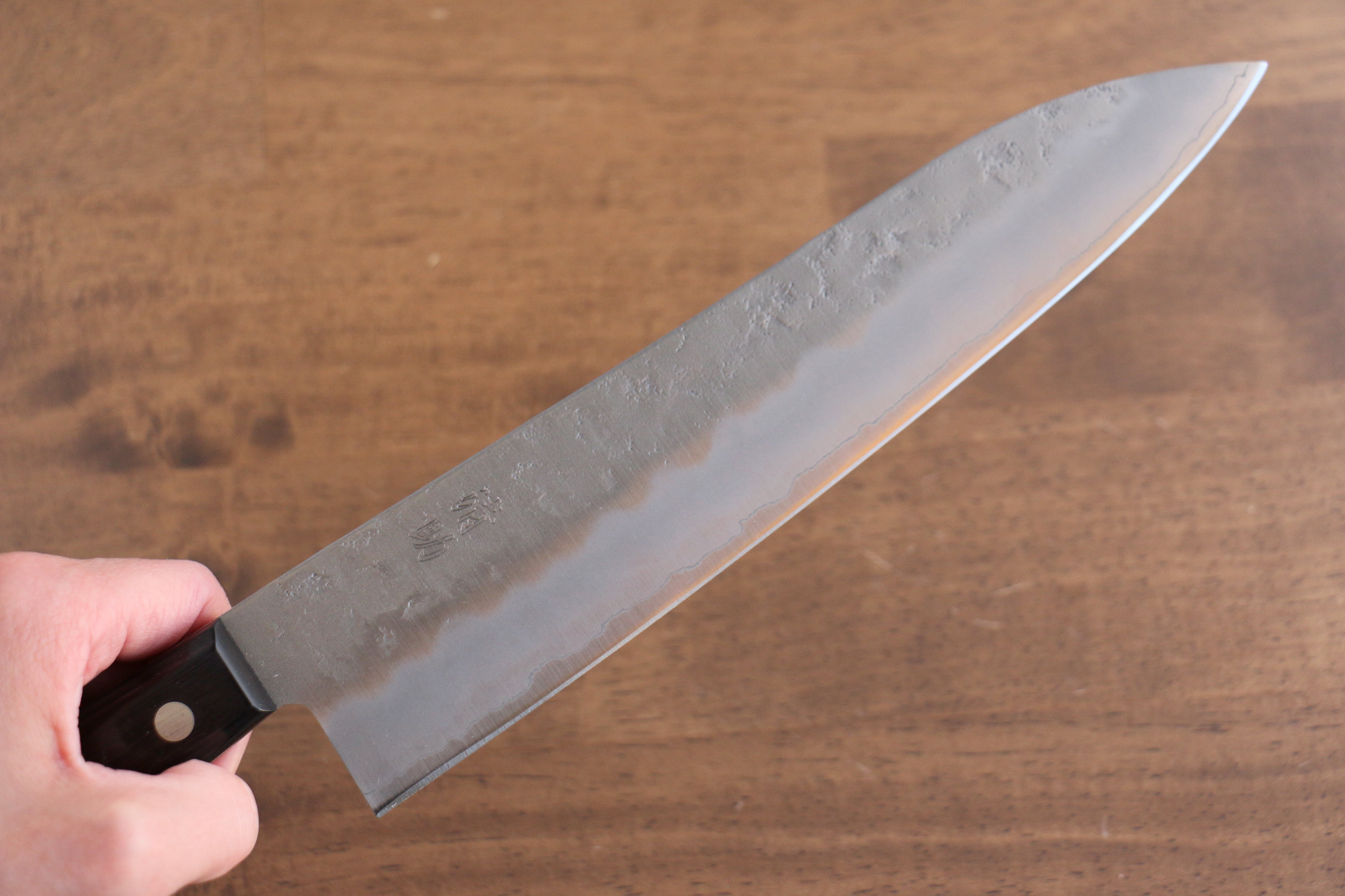 Premium Seisuke Budou Silver Steel No.3 Nashiji Gyuto 210mm Japanese Chef Knife with Purple Pakkawood Handle - Perfect for Sushi, Meat Cutting & Professional Kitchen Use