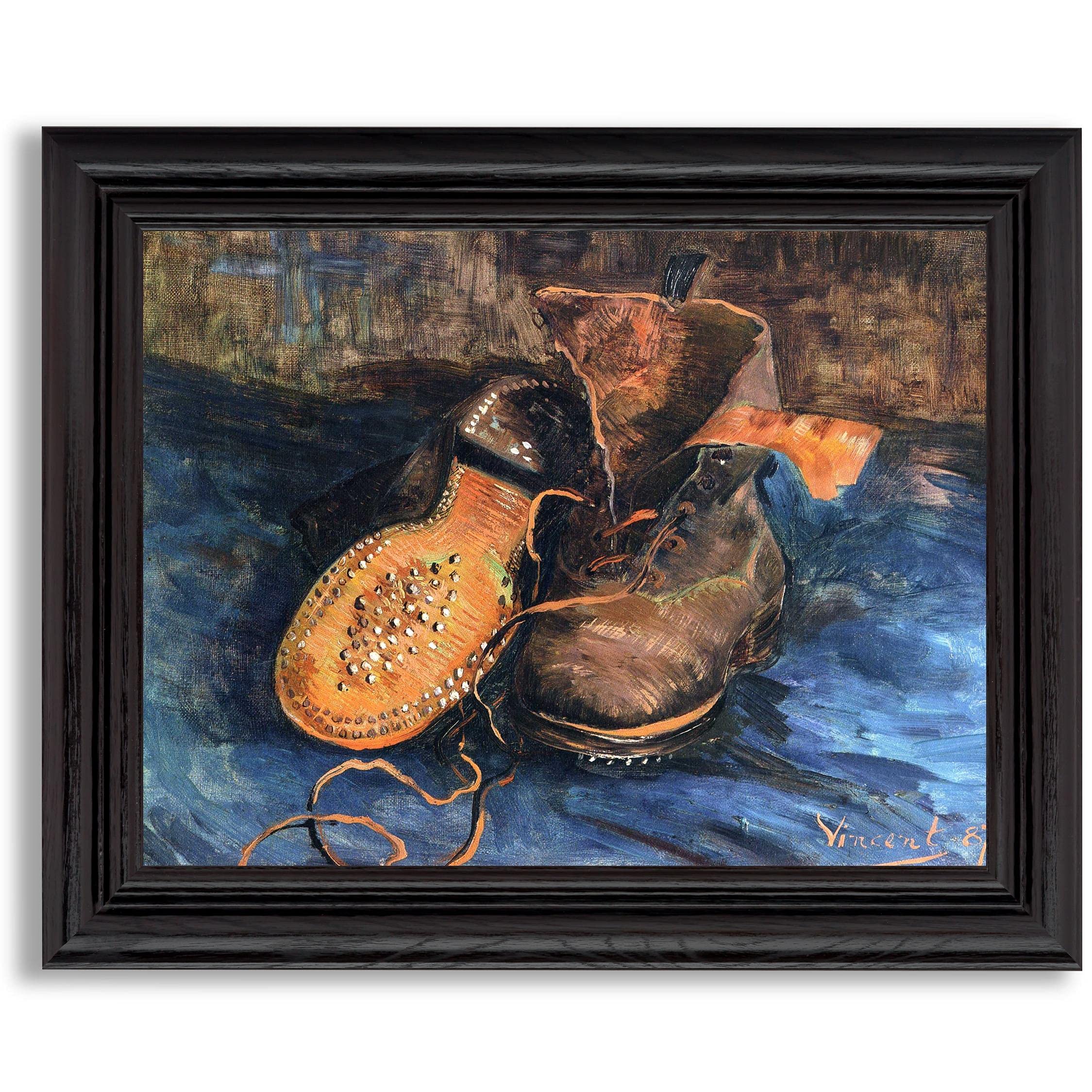Vincent Van Gogh Shoes Framed Print - Fine Art Reproduction Poster in Wood Frame | Wall Art Decor for Home, Office, Bedroom & Living Room | Perfect Gift for Art Lovers & Van Gogh Fans