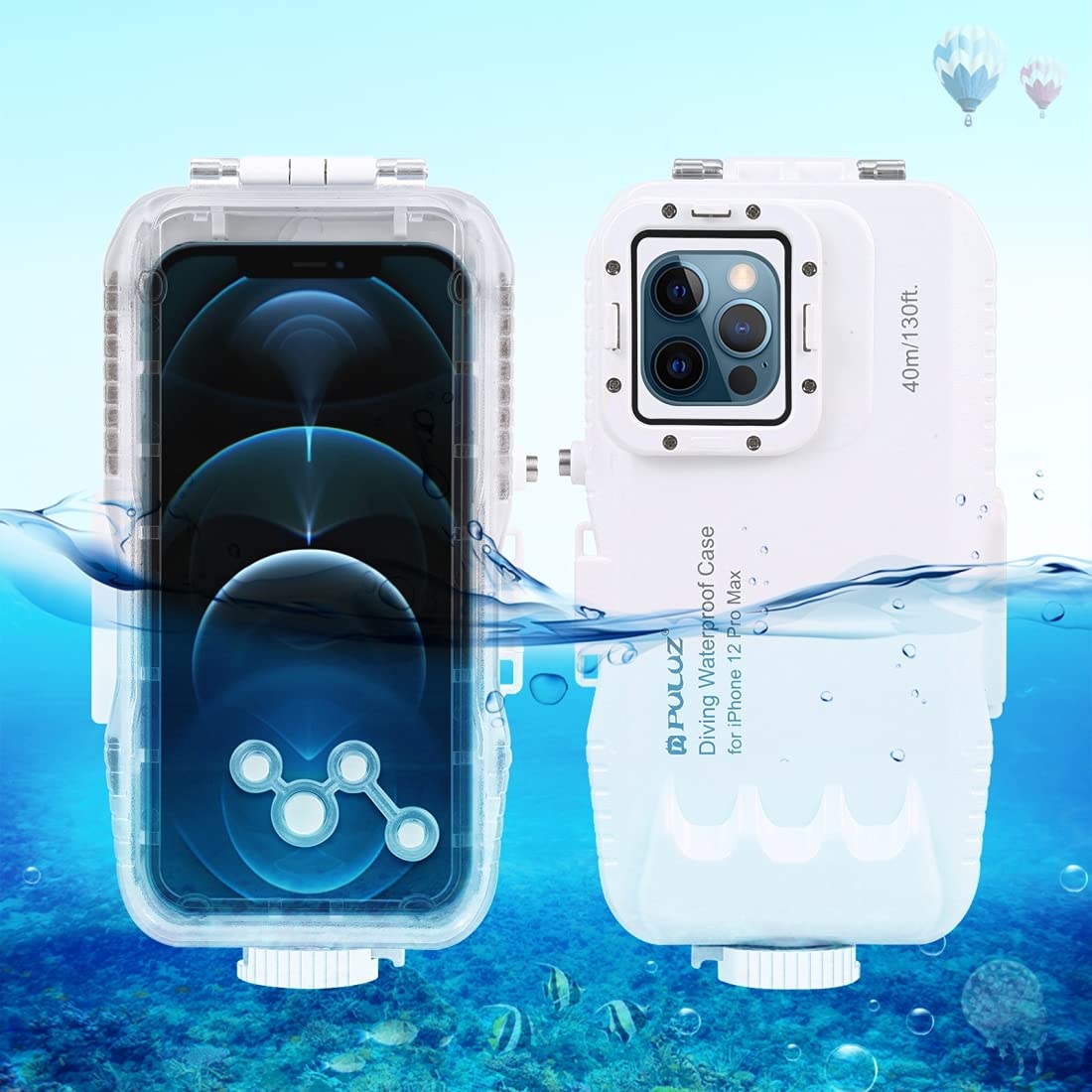 PULUZ Professional Waterproof Case [40m/130ft] - Underwater Housing for iPhone 12 Pro Max - Diving, Surfing, Swimming & Snorkeling - Waterproof Phone Case for Photography & Videography - Perfect for Beach Vacations, Pool Parties & Water Sports Adventures