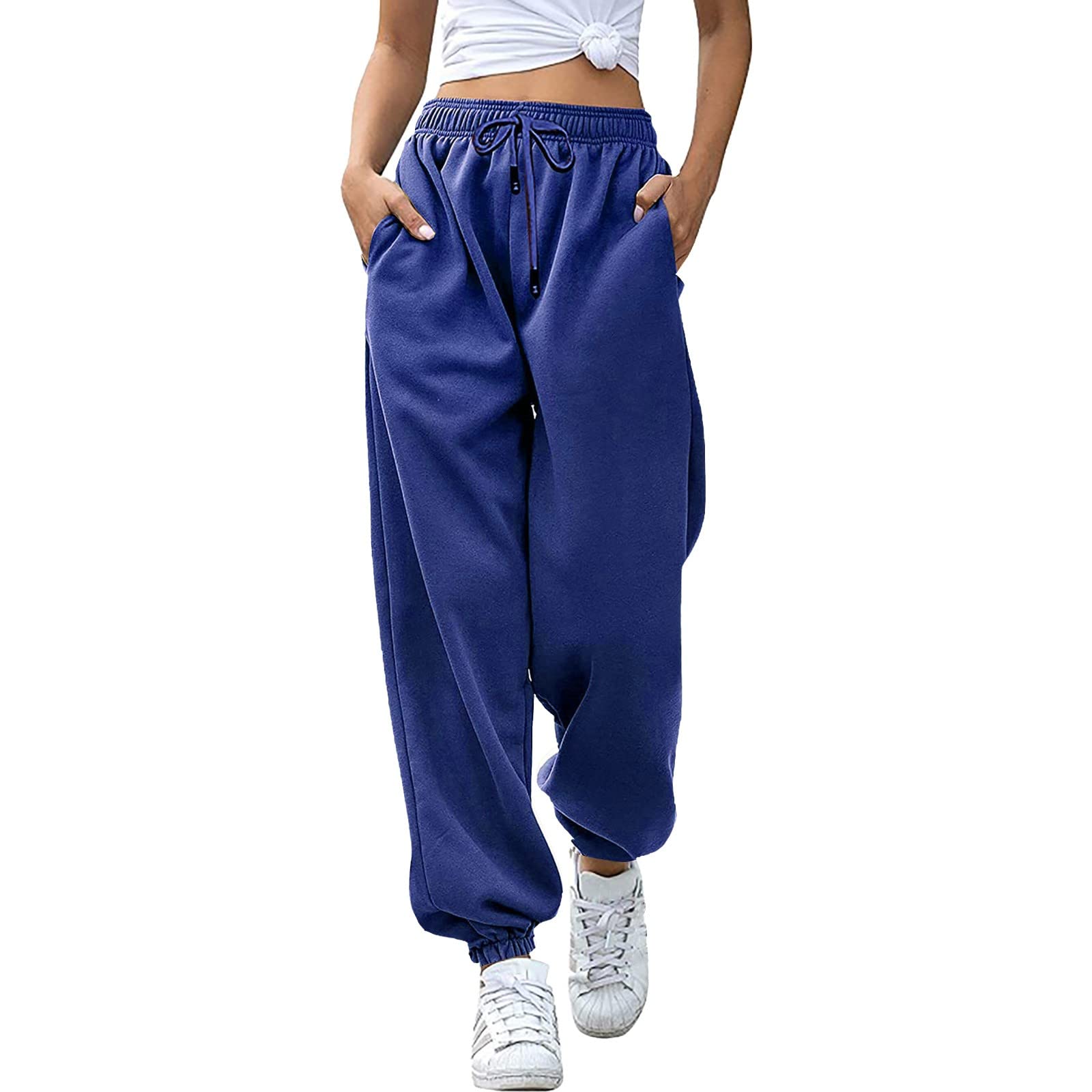 **Women's High Waisted Sweatpants with Pockets - Baggy Jogger Pants for Lounge & Fall 2023 - Trendy Casual Wear for Home, Gym & Running**