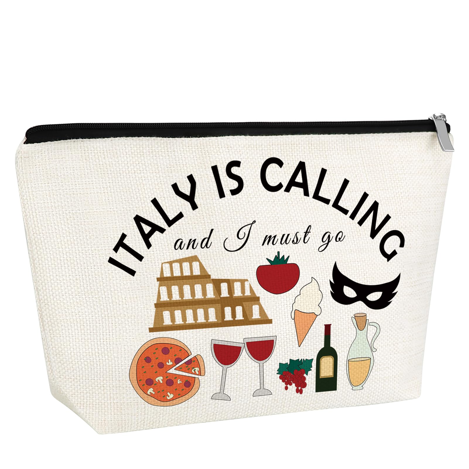 Italy Themed Makeup Bag for Women & Girls - Perfect Travel Cosmetic Organizer, Italy Souvenir Gift for Friends, Sister, Birthday, Christmas - Ideal for Italy Trips, Vacations & Daily Use