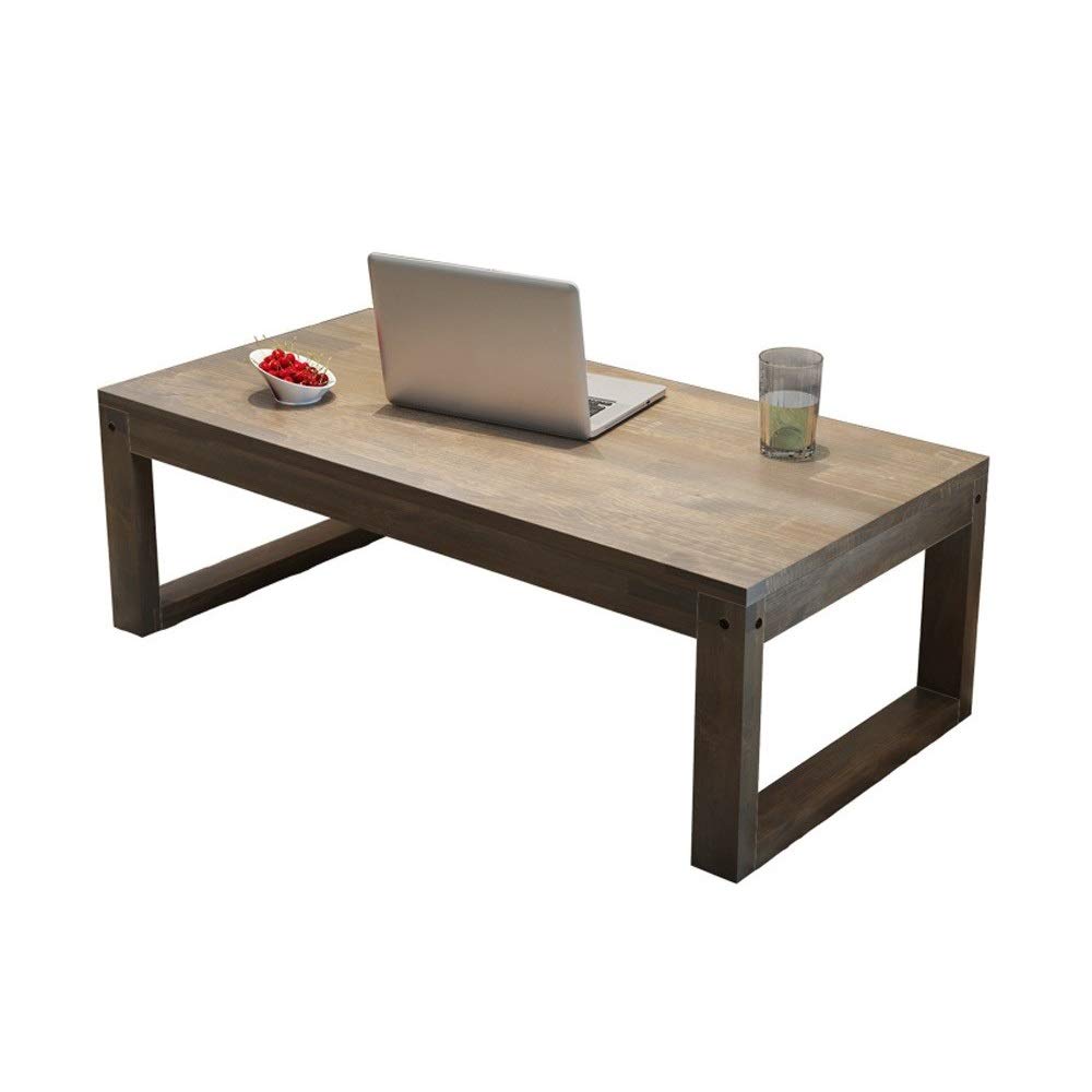 Solid Wood Square Coffee Table - Retro Style Bay Window Bench, Small Side Table for Terrace, Tea Table - Easy to Assemble Wooden Craft (Size B) | Perfect for Living Room, Patio, or Reading Nook
