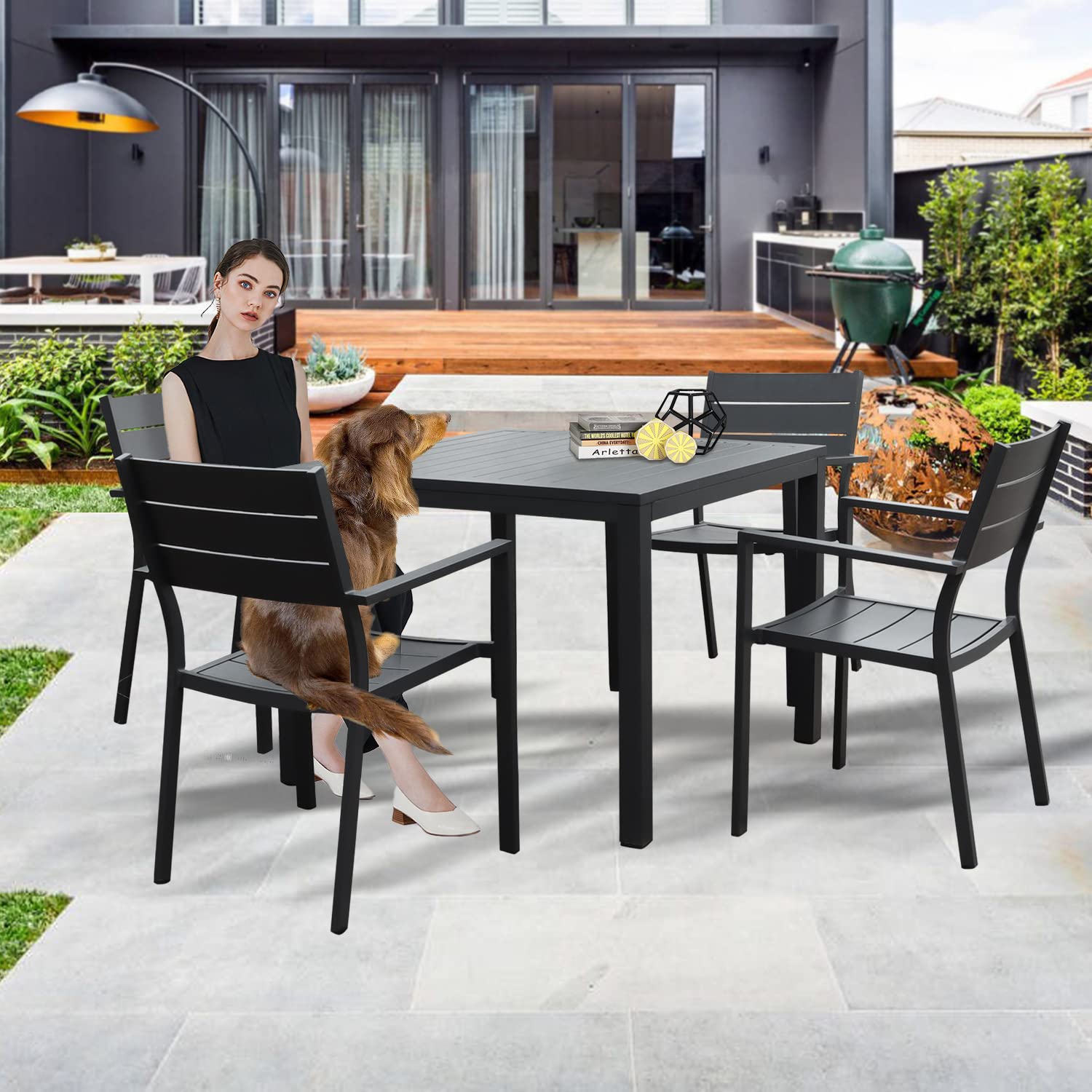 4-Piece Stackable Aluminum Patio Dining Chairs Set - 17