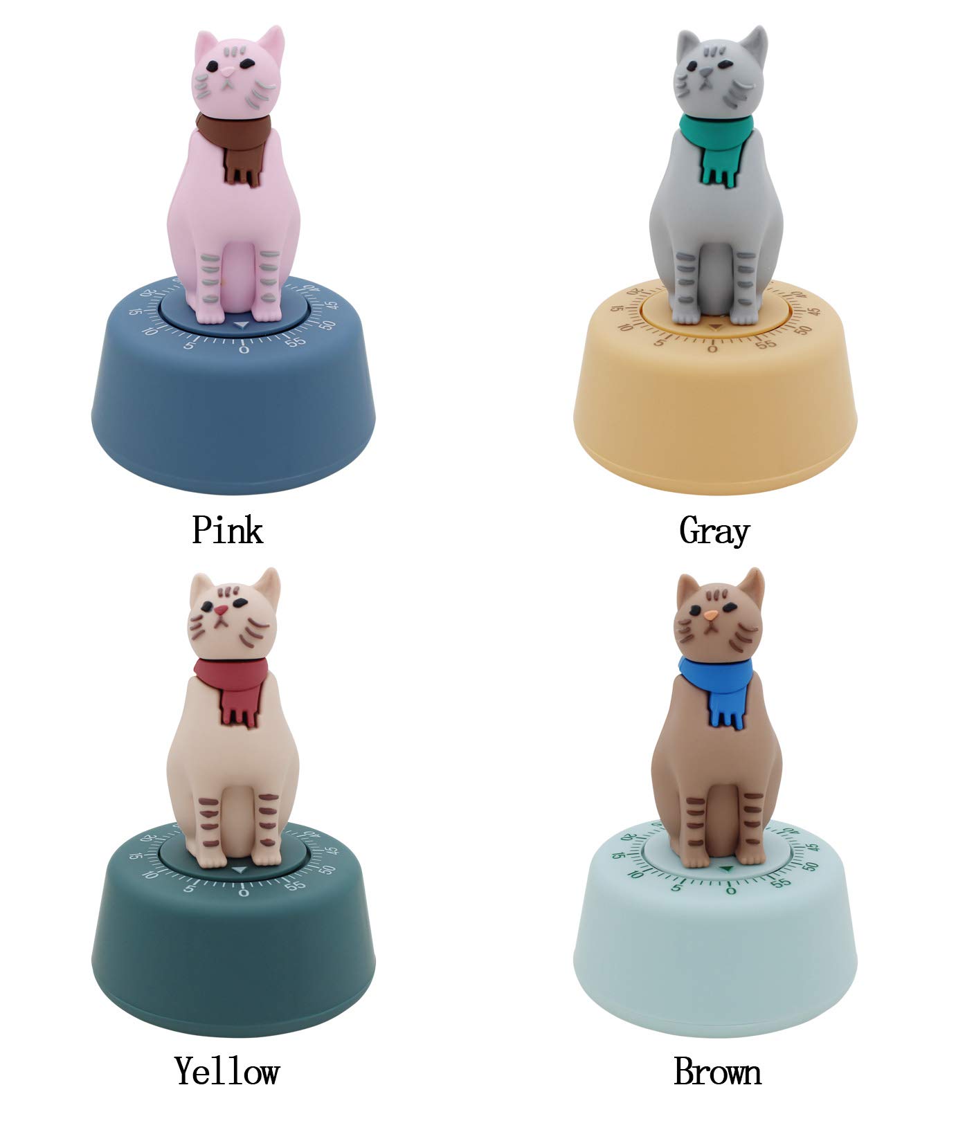 Cat-Shaped Kitchen Timer - Mechanical Time Manager for Cooking & Study (Gray)