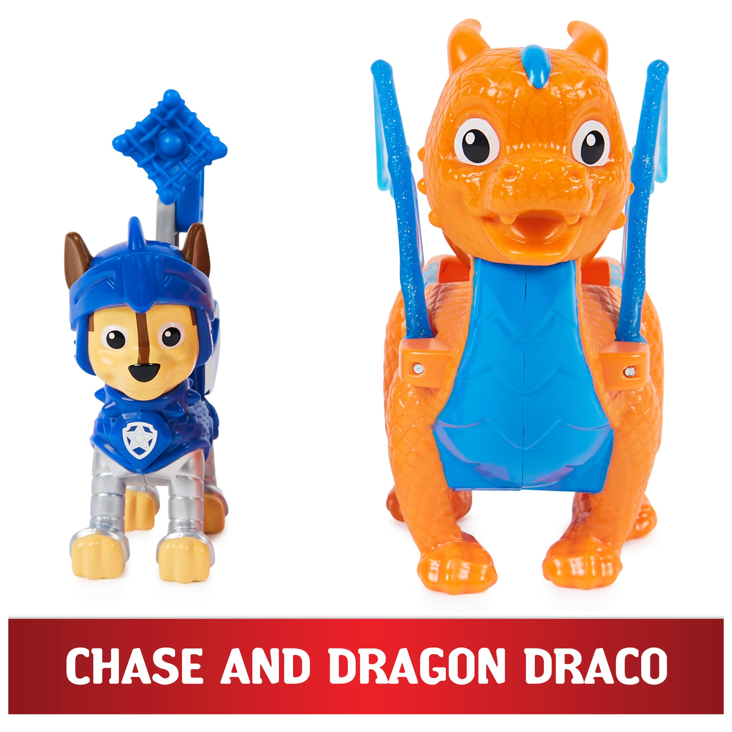 Paw Patrol Rescue Knights Chase & Dragon Draco Action Figures Set - Kids Toys for Ages 3+ | Birthday Gifts, Role Play, Adventure Storytelling