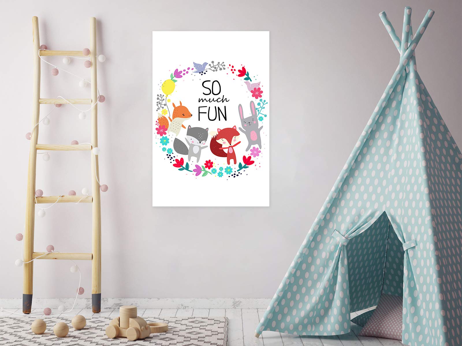 Floral Animal Poster Nursery Decor - 8x12 Inch Cute Baby Room Wall Art for Animal Lovers | Perfect for Kids Bedroom, Playroom & Baby Shower Gifts