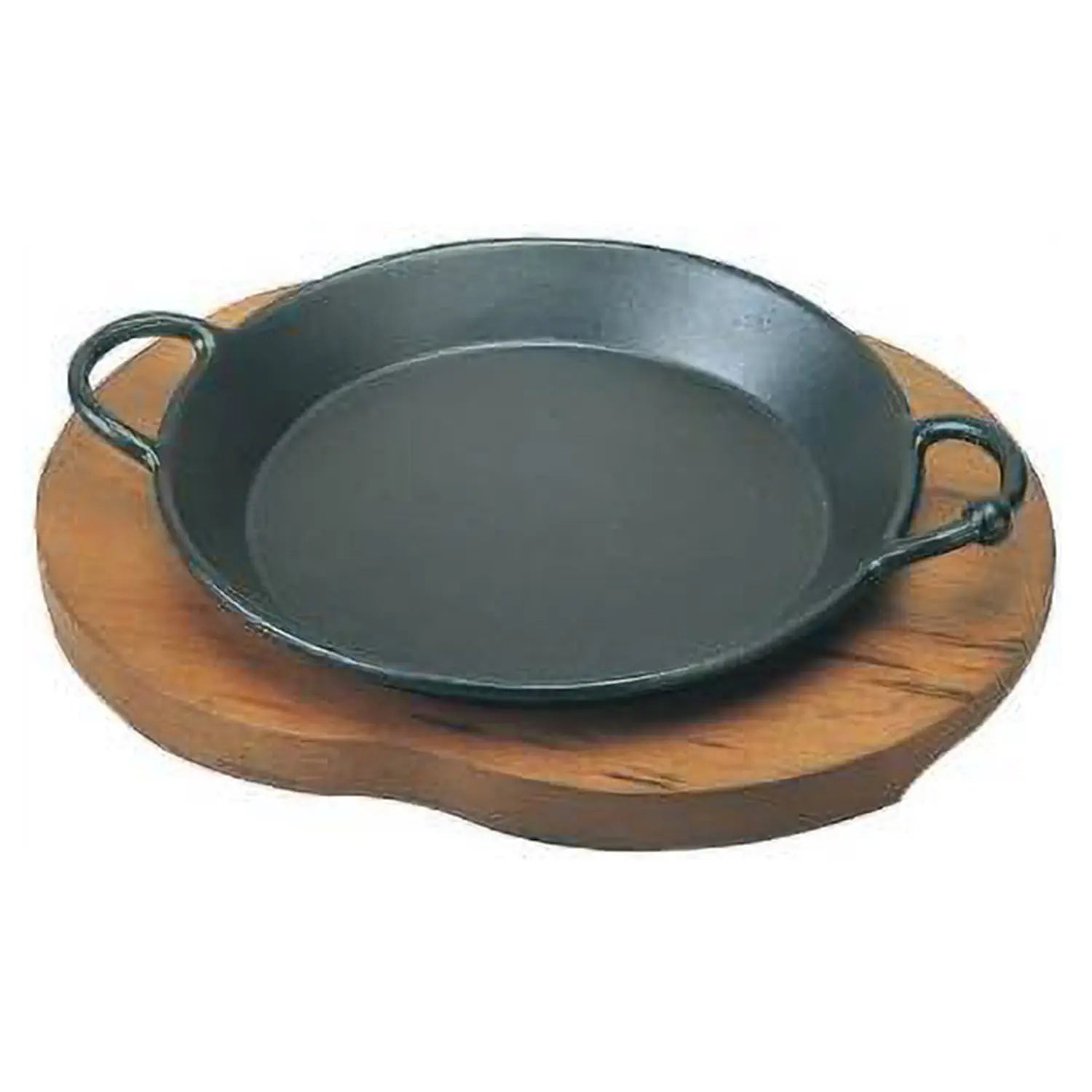 Premium Asahi Cast Iron Round Sizzler Platter with Wooden Handles - Perfect for Sizzling Fajitas, Steaks & Hot Stone Cooking at Home or Restaurants