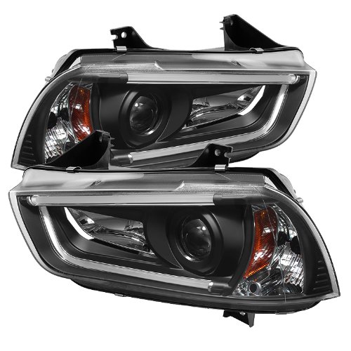 LED Tube DRL Headlights for Dodge Charger 2011-2014 - Black/Clear Lens - High Visibility Daytime Running Lights for Enhanced Safety & Style