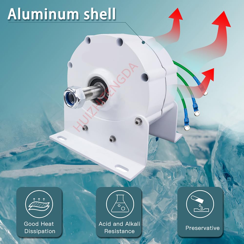 12,000W Low RPM Permanent Magnet Generator - 220V/12V/24V/48V AC Alternator with Controller - DIY Horizontal Wind Turbine Kit (Optional Base Included) - Perfect for Off-Grid Power, Home Wind Energy Systems & Sustainable Living