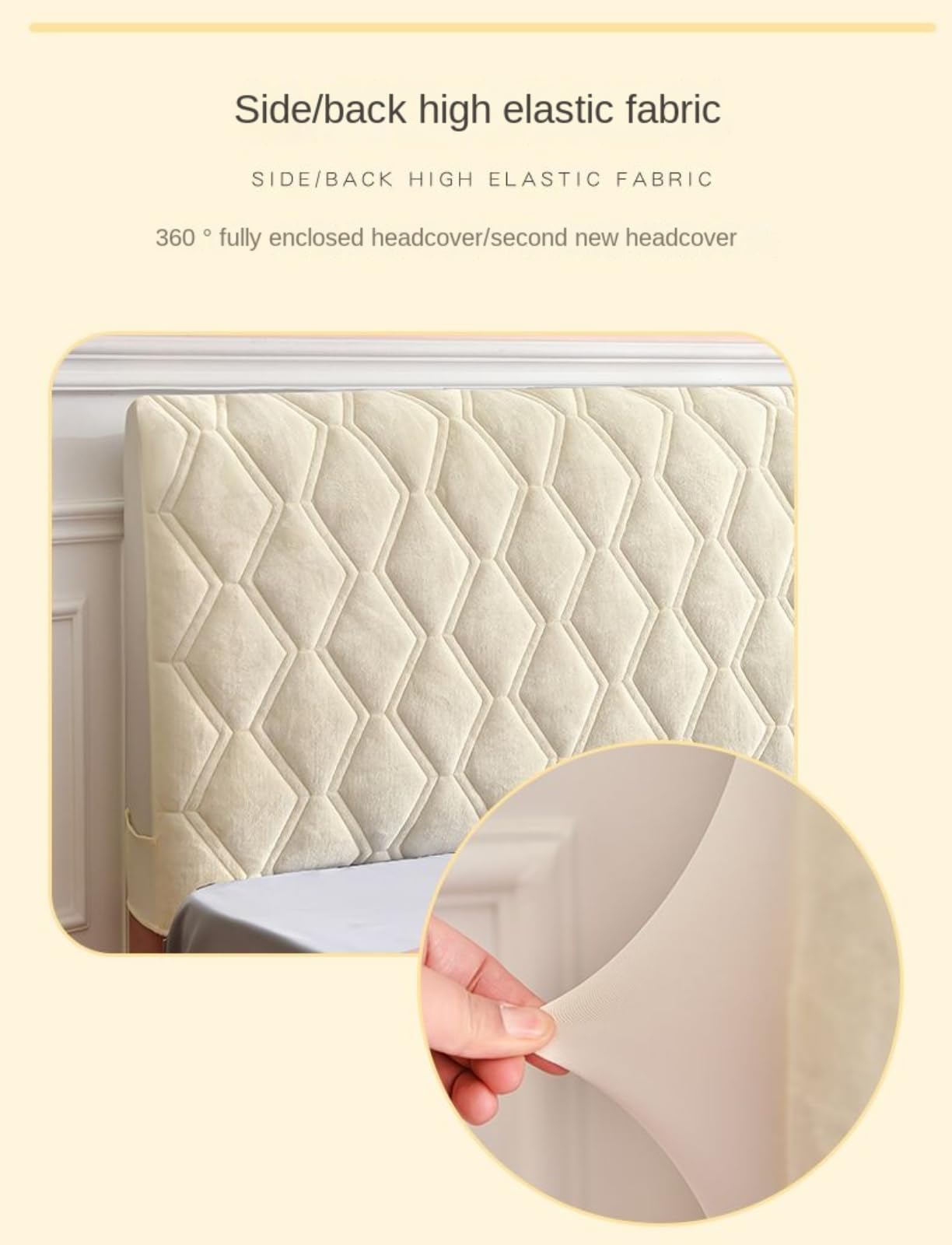 EFELIM Velvet Headboard Cover for Full Queen King Size - Quilted Thick Dustproof Padded Slipcover Protector - Soft Bedroom Decor (White, King 180cm/71