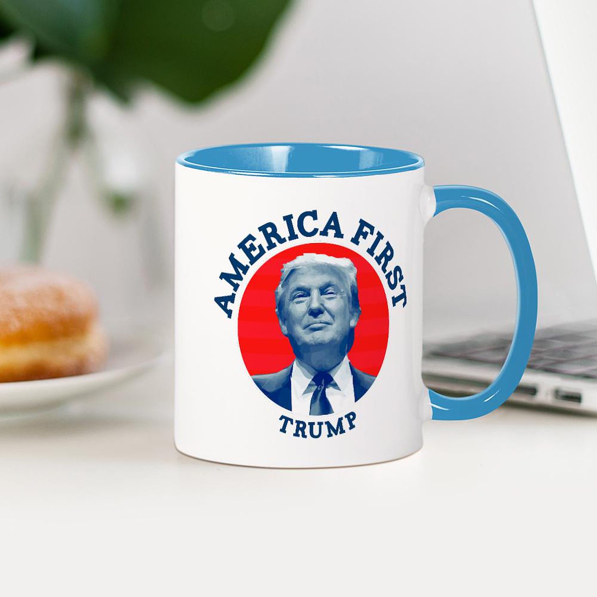 America First Trump 11 oz (325 ml) Ceramic Coffee Mug - Patriotic Gift for Conservatives, Republican Supporters - Perfect for Home, Office & Political Events