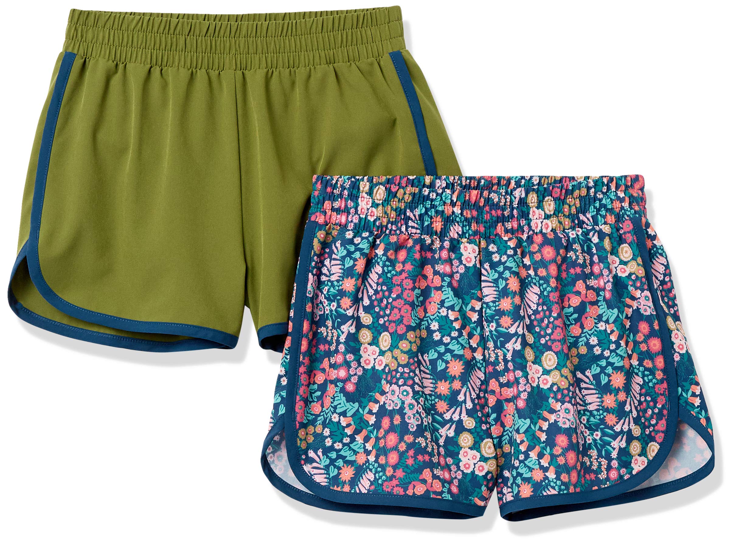 Amazon Essentials Girls' and Toddlers' Active Running Shorts 2-Pack - Breathable Quick-Dry Athletic Shorts for Playground, Gym & Outdoor Activities