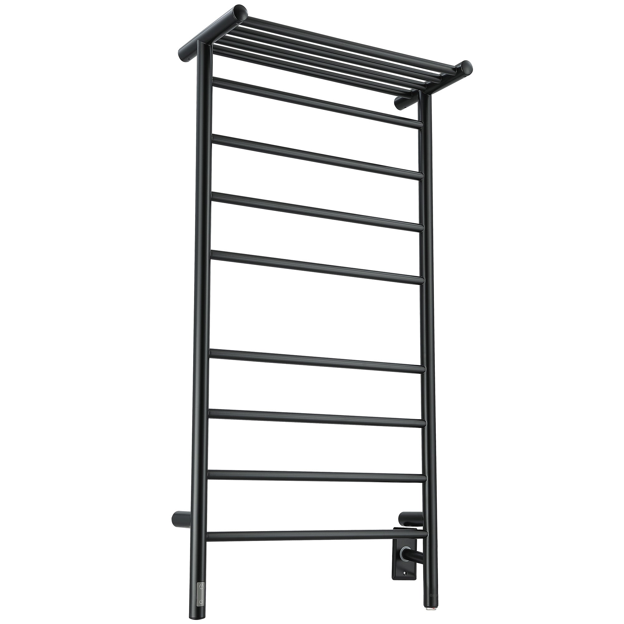 Ancona Piazzo OBT 8 Bar Dual Wall Mount Towel Warmer with Integrated Timer - Matte Black - Perfect for Bathrooms, Spas & Luxury Homes