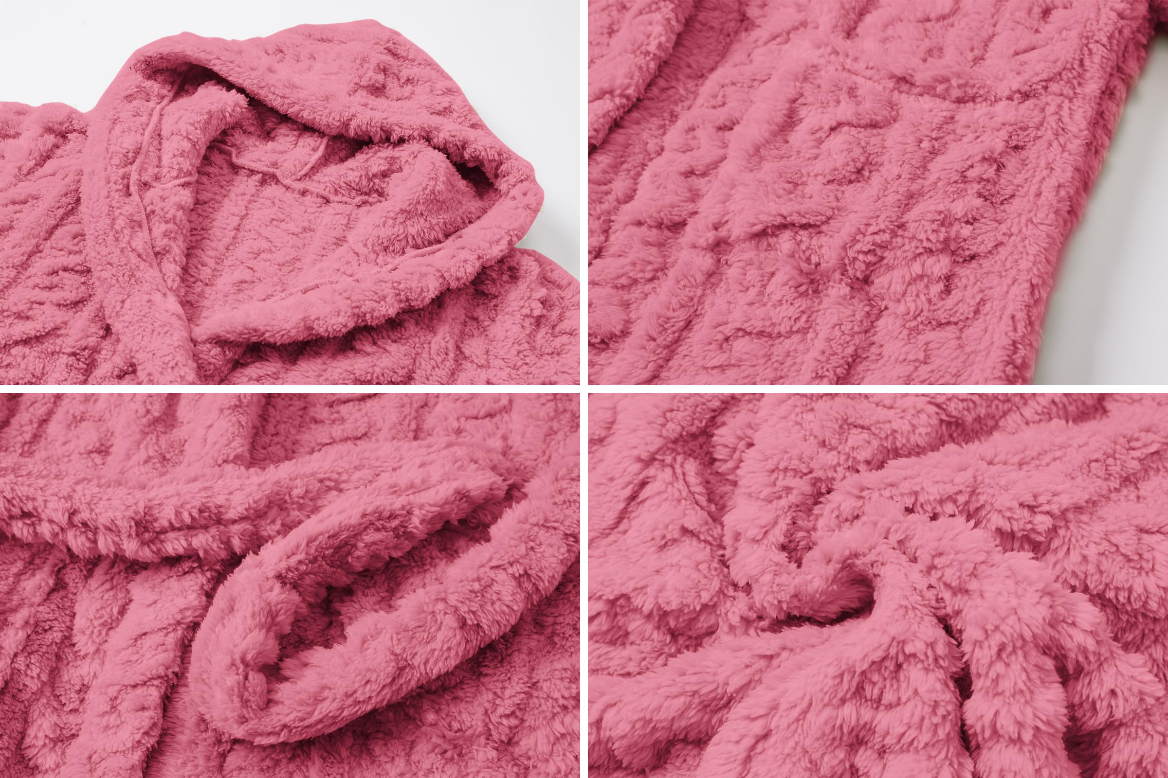 Umeyda Girls & Women's Twist Fleece Robes - Soft Warm Hooded Bathrobe for Kids & Adults | Cozy Fuzzy Bathrobe Gift for Spa, Lounge & Winter Comfort