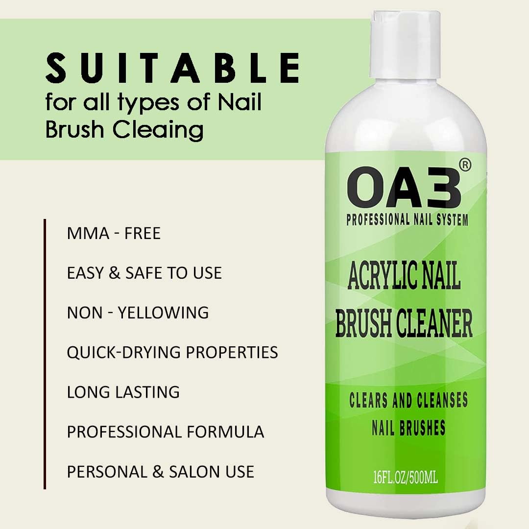 UV Nail Gel Brush Cleaner & Acrylic Nail Brush Cleaner Remover - Powerful 500ml Build-Up Dissolver for Professional Salon & Home Manicure Care