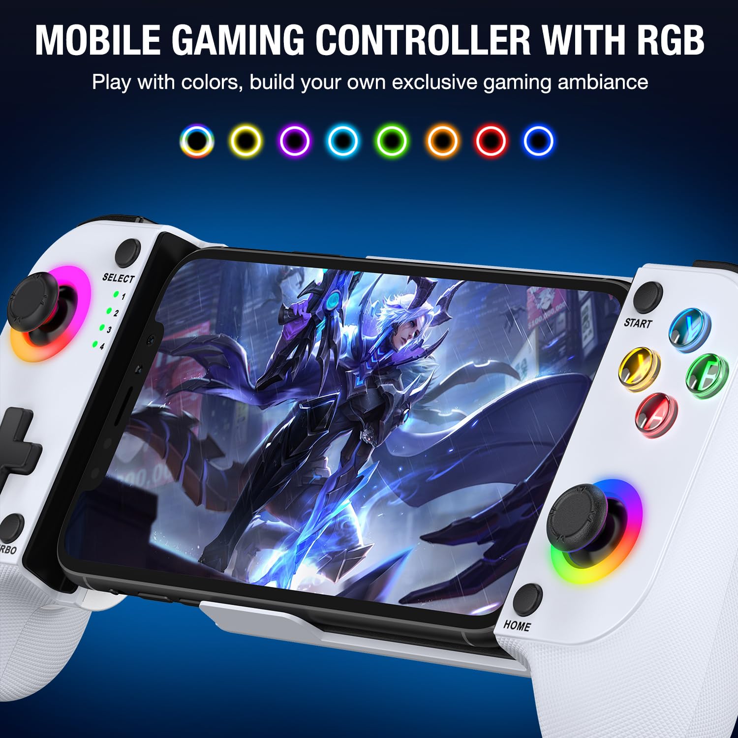 Mocagen Mobile Gaming Controller for iPhone & Android - RGB Lighting, Hall Effect Joysticks, Bluetooth Gamepad with Phone Case - Perfect for Fortnite, Call of Duty & Mobile Gaming On The Go