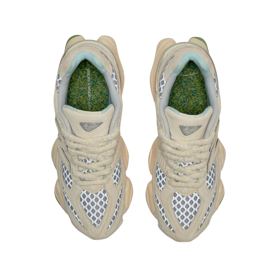 New Balance 9060 Bricks & Wood Sneakers in Beige, Grey & Green - Stylish Comfort for Running, Walking & Casual Wear