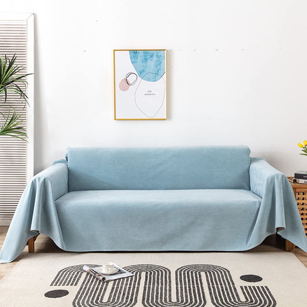 **Universal Non-Slip Waterproof Sofa Slipcover - Soft Corduroy Couch Protector for Pets & Kids, Water Blue (Size L) | Perfect for Living Room, Bedroom & Pet-Friendly Homes**