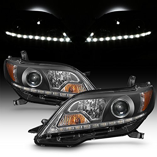 AKKON LED Projector Headlights Assembly for 2015-2020 Toyota Sienna SE & Limited XL30 - Black Bezel DRL Headlights - Upgrade Your Ride with Enhanced Visibility & Style