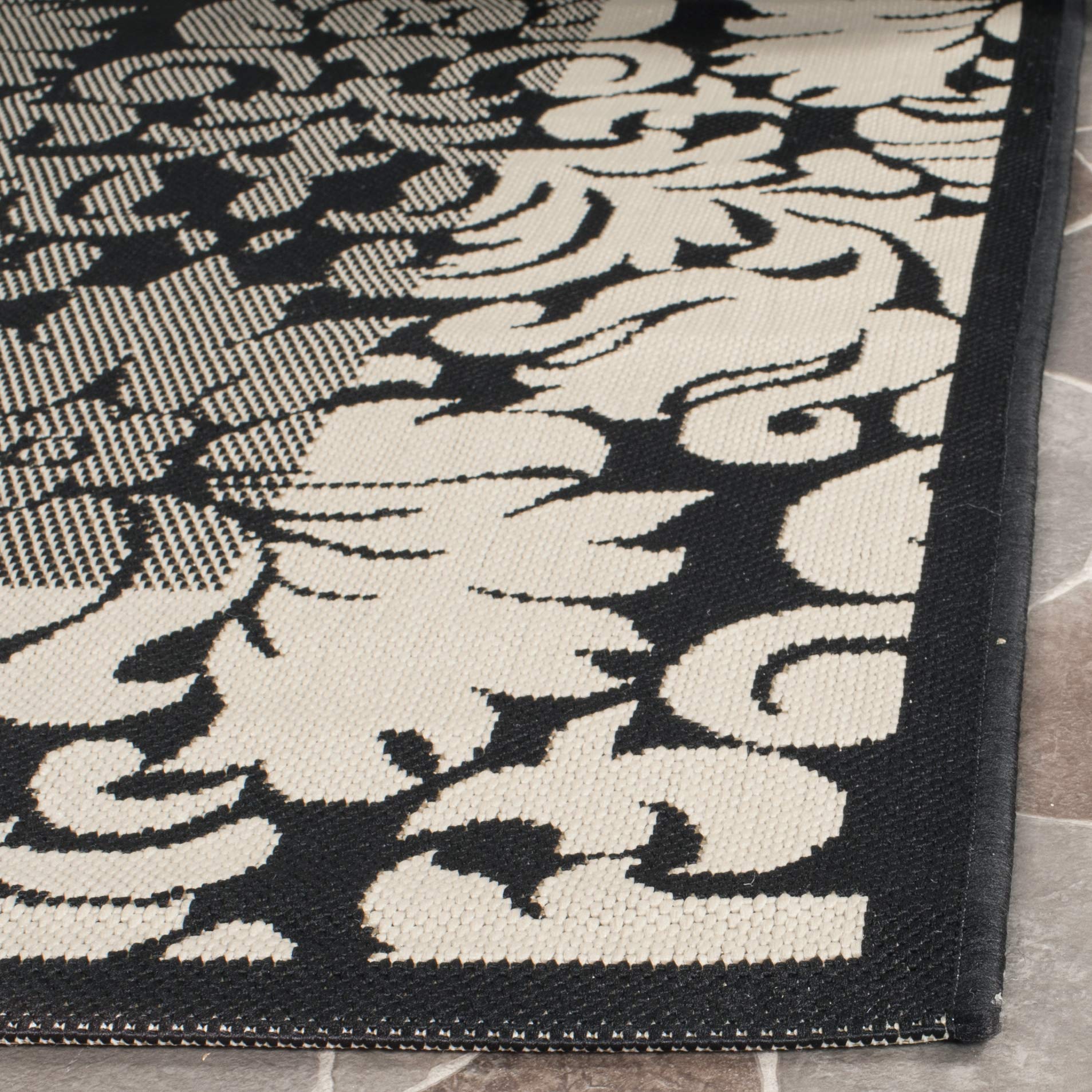 SAFAVIEH Courtyard Collection 9' x 12' Black & Sand Indoor Outdoor Area Rug - Non-Shedding, Washable, Easy Care - Perfect for Patio, Backyard, Mudroom, Living Room & Bedroom (CY2727-3908)