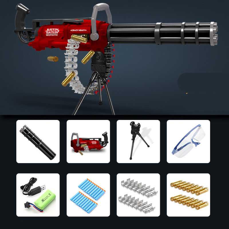 Electric Shell Ejecting Gatling Dart Blaster Toy - High-Powered Foam Dart Gun for Outdoor Battles, Nerf Wars & Backyard Fun - Realistic Automatic Repeater with Shell Ejection Feature (Great for Kids, Teens & Adults)