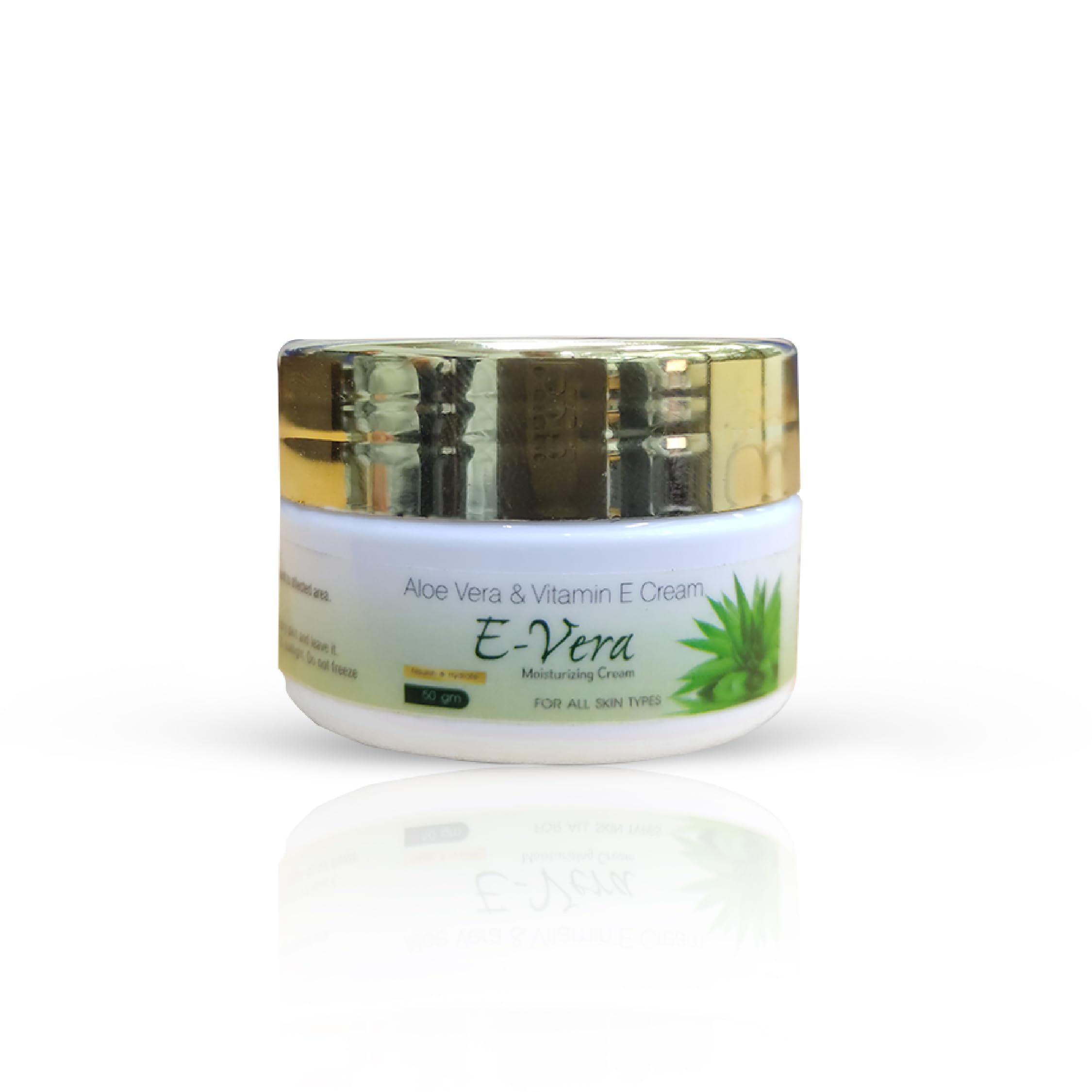 E-Vera Cream with Aloe Vera & Vitamin E - Deep Moisturizing & Glowing Skin Care for All Skin Types - 50g (Pack of 4) - Perfect for Daily Hydration, Dry Skin Relief & Nighttime Nourishment