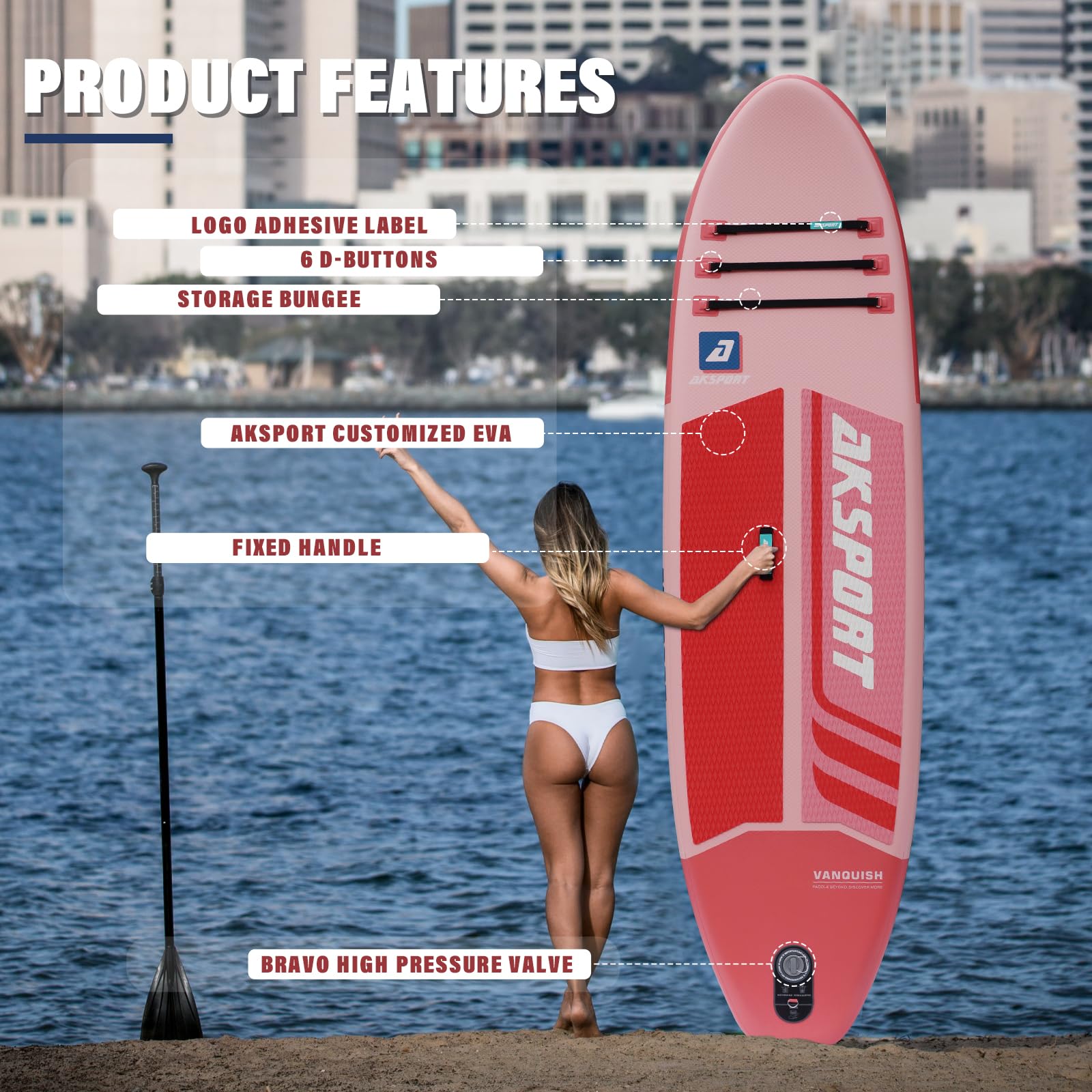 AKSPORT Inflatable Stand Up Paddle Board - Premium SUP Board with Paddle, Pump & Accessories for Adults & Youth | Perfect for Lakes, Rivers & Ocean Recreation
