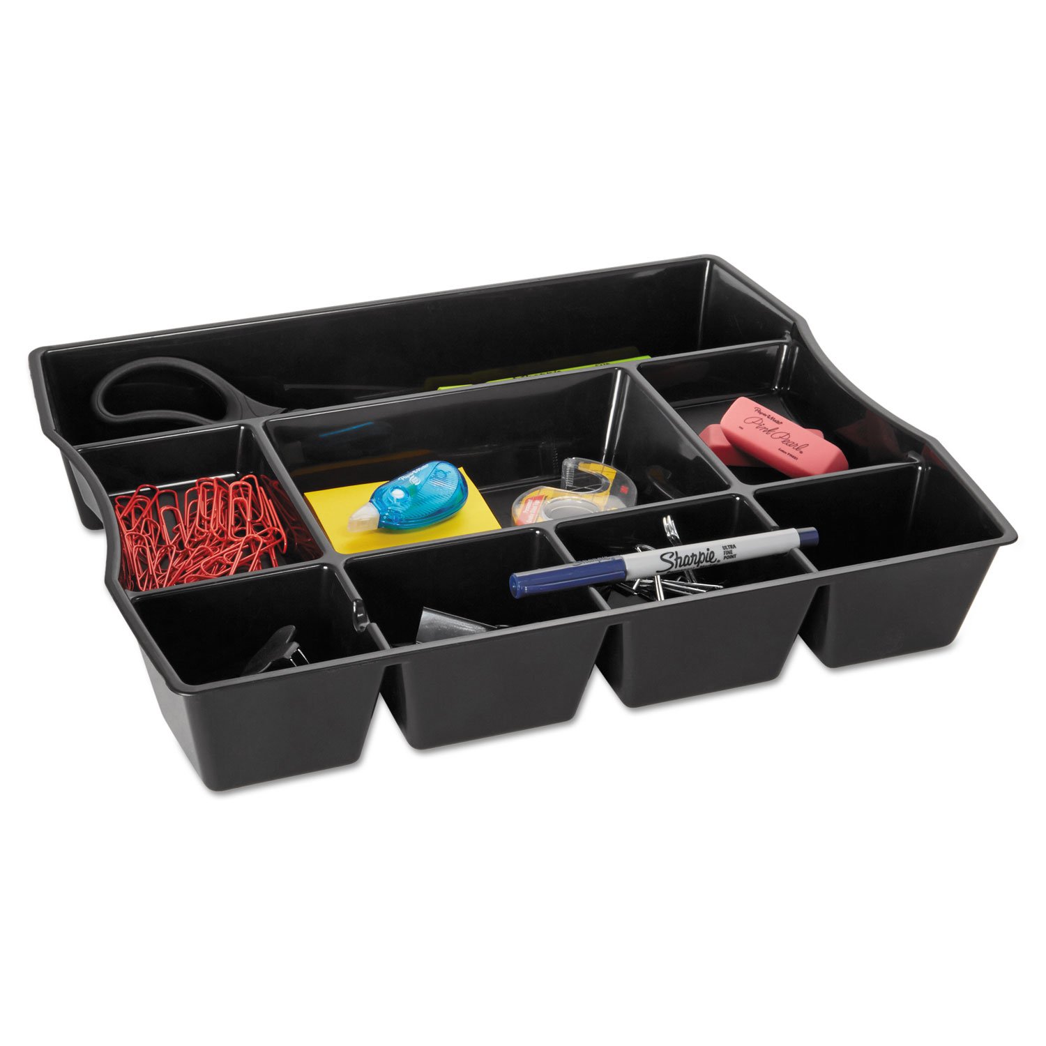 Rubbermaid 9-Compartment Deep Drawer Organizer - Plastic Storage Bin with Dividers, 14.875