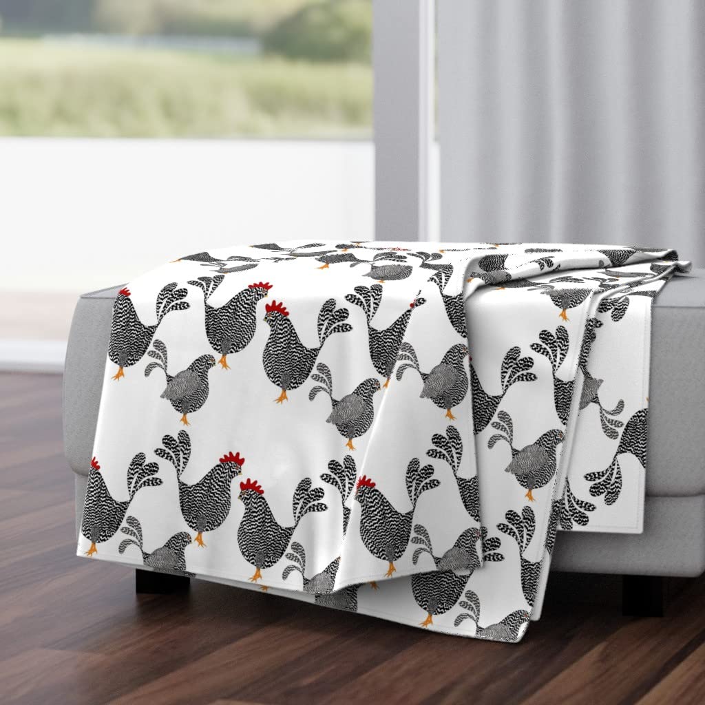 Soft Plush Minky Throw Blanket 50x70 Inches - Cute Chicken Owl Rooster Farm Animal Print for Cozy Home Decor, Bedroom, Sofa & Gift