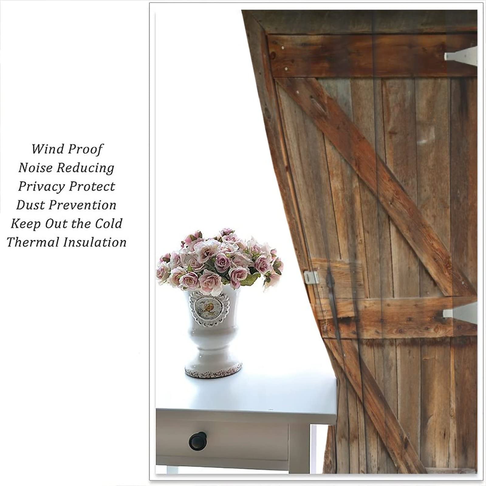 Rustic Barn Door Curtains - Farmhouse Style Rod Pocket Window Drapes 84x84 Inch, Blackout Curtains for Living Room & Bedroom (Boys' Room Decor) - Perfect for Home, Apartment, and Dorm Room Privacy