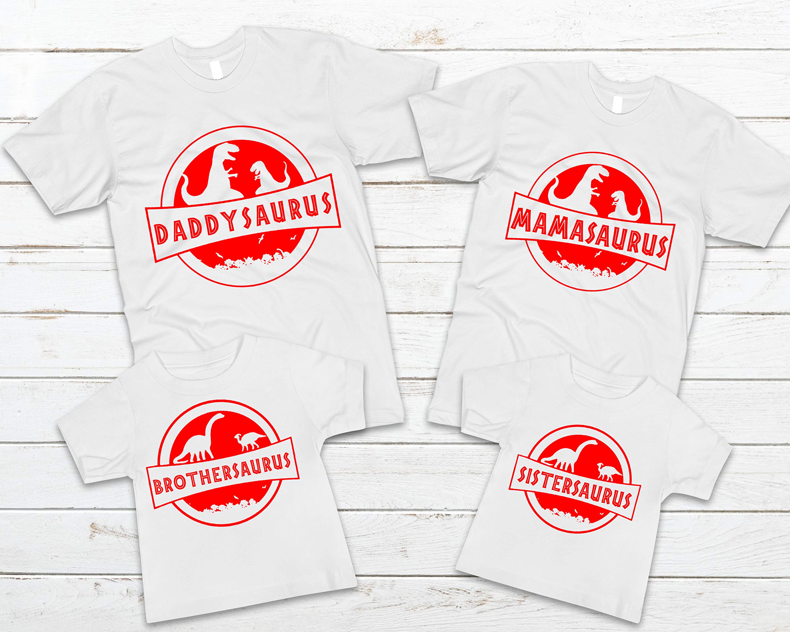Dinosaur Family Matching T-Shirts - Mama Saurus, Papa Saurus & Kids Jurassic Themed Shirts for Family Trips, Vacations & Fun Outings | Custom Dino Shirts for Couples & Families