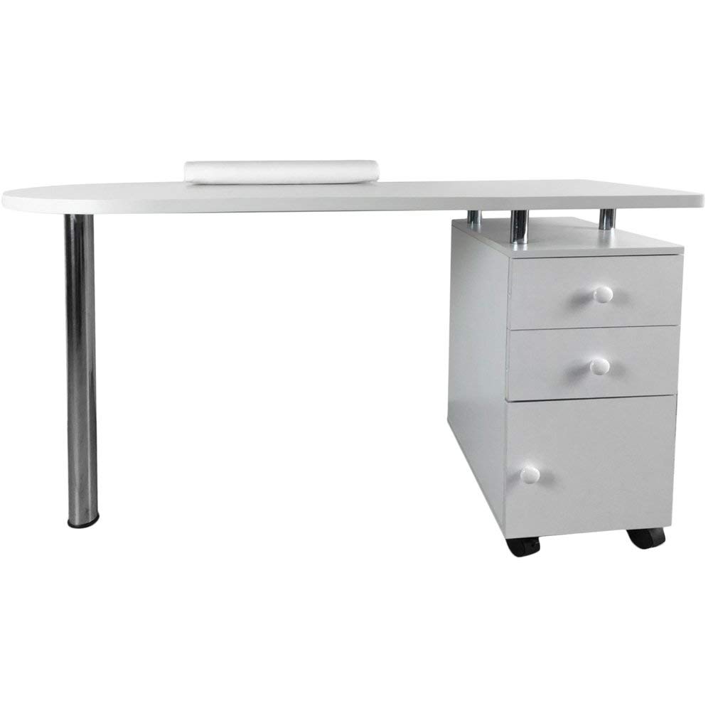 Portable White Nail Art Table with Single Cabinet - Professional Manicure Desk for Salon & Home Use | Compact Beauty Station for Nail Technicians & DIY Enthusiasts