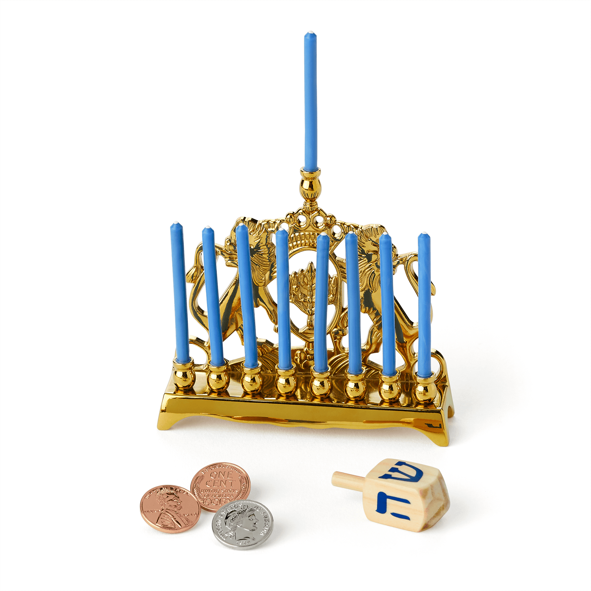 Rebecca’s™ 18 Inch Doll Menorah & Dreidel Set - Hanukkah Doll Accessories for Historical Character Dolls | Perfect for Holiday Displays & Jewish Tradition Education