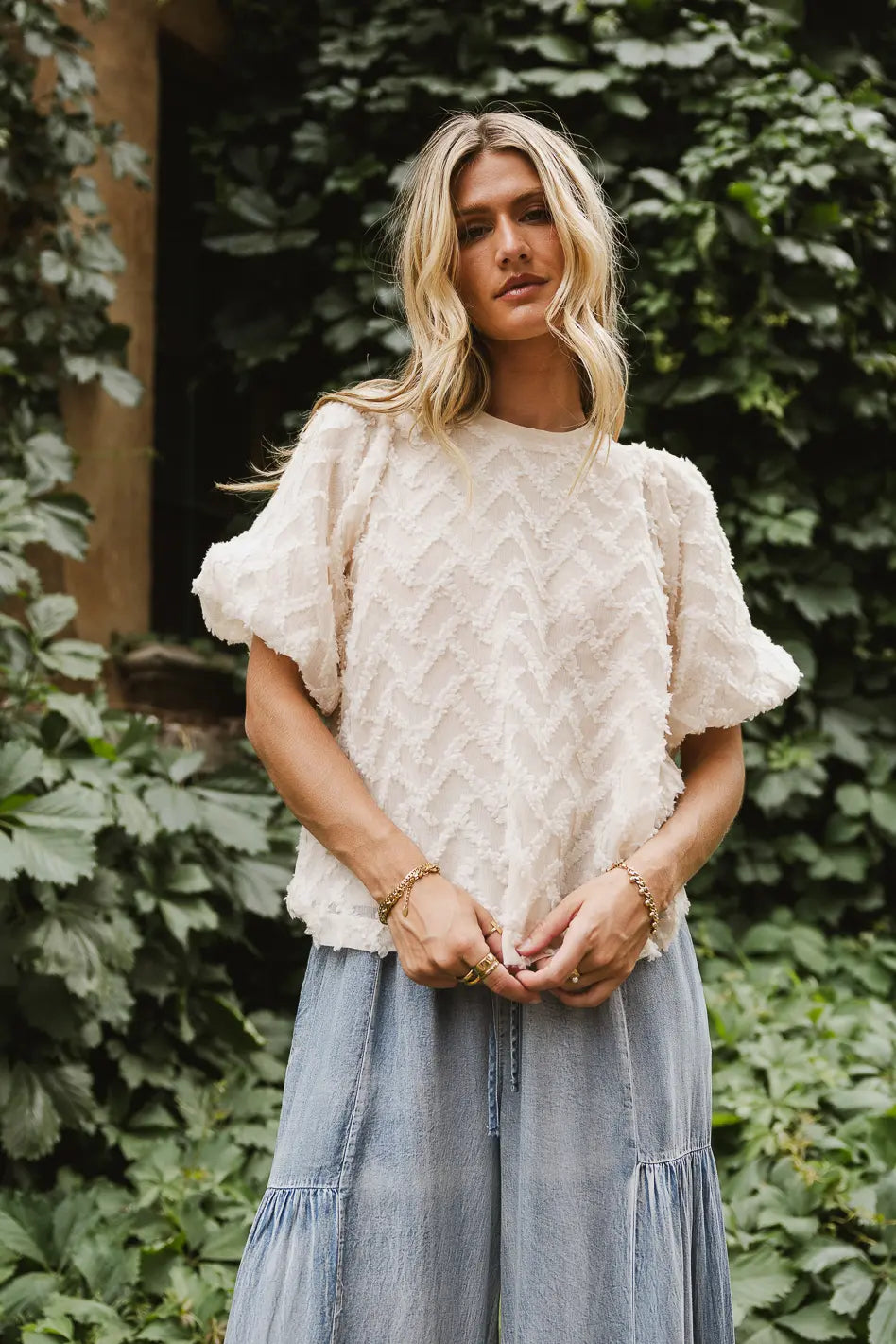 Juliet Textured Blouse for Women - Elegant Ruffled Top with Flowy Sleeves | Perfect for Office Wear, Date Nights & Special Occasions | Final Sale
