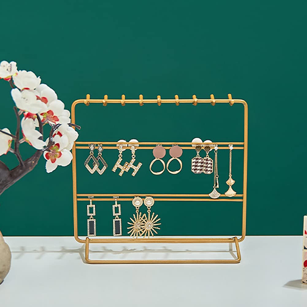 Premium Jewelry Organizer & Holder for Earrings, Necklaces, Bracelets - Gold Jewelry Storage Box with Mirror | Perfect for Travel, Home Vanity & Gift Giving