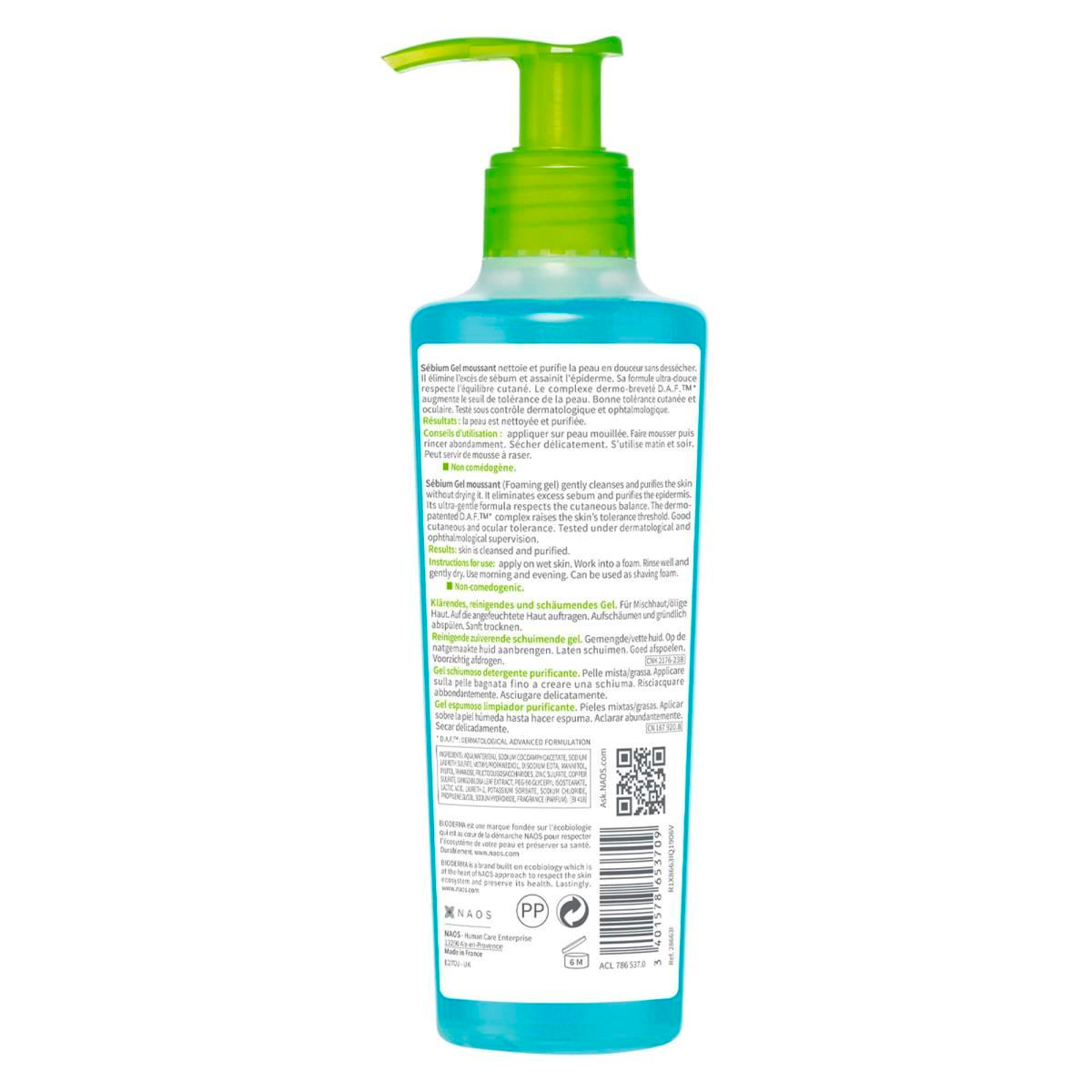 Sebium Foaming Gel 200ml - Purifying & Hydrating Face Wash for Oily & Acne-Prone Skin | Gentle Daily Cleanser for Men & Women | Perfect for Morning & Night Skincare Routine