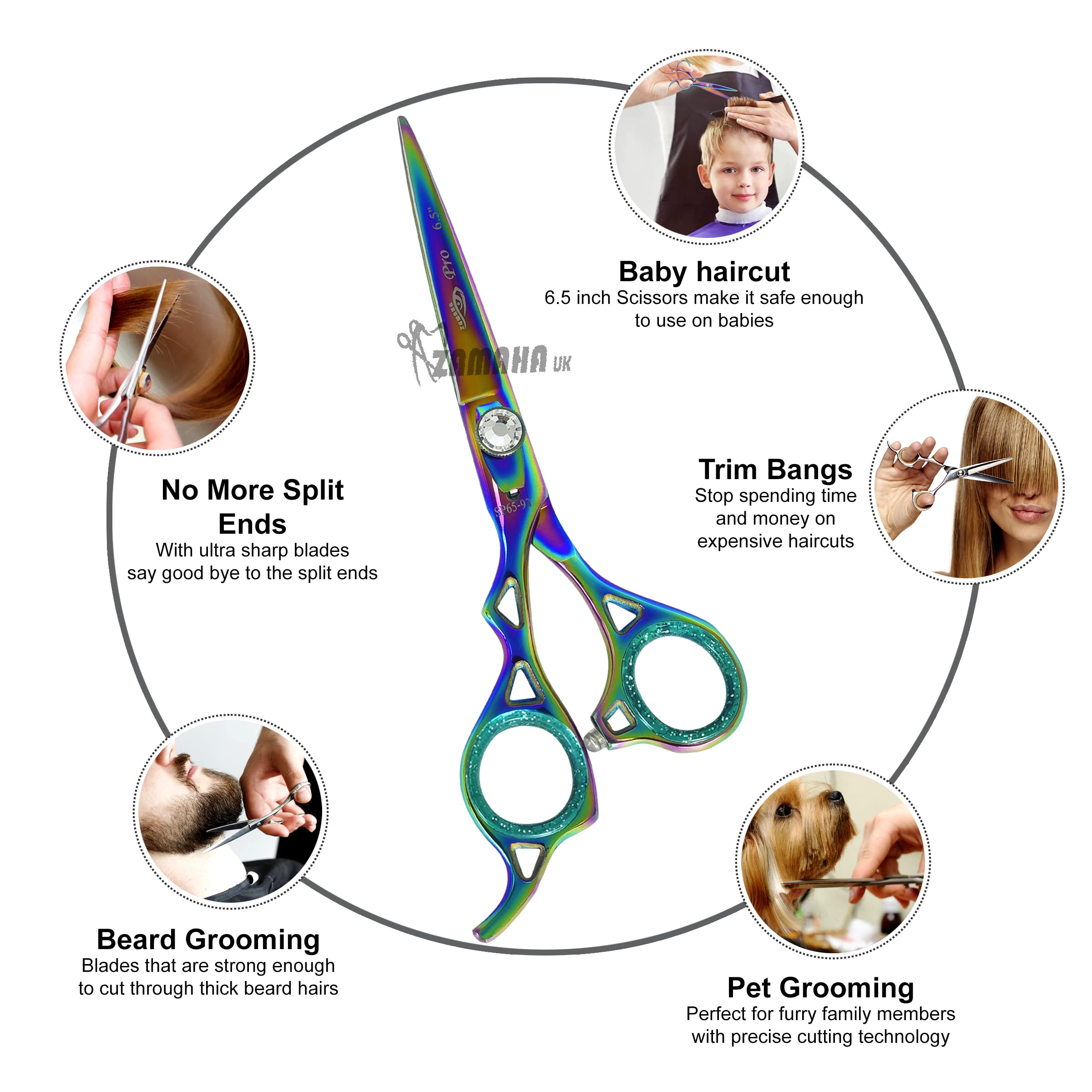 Professional Left-Handed Hair Cutting Scissors Kit - 6.5