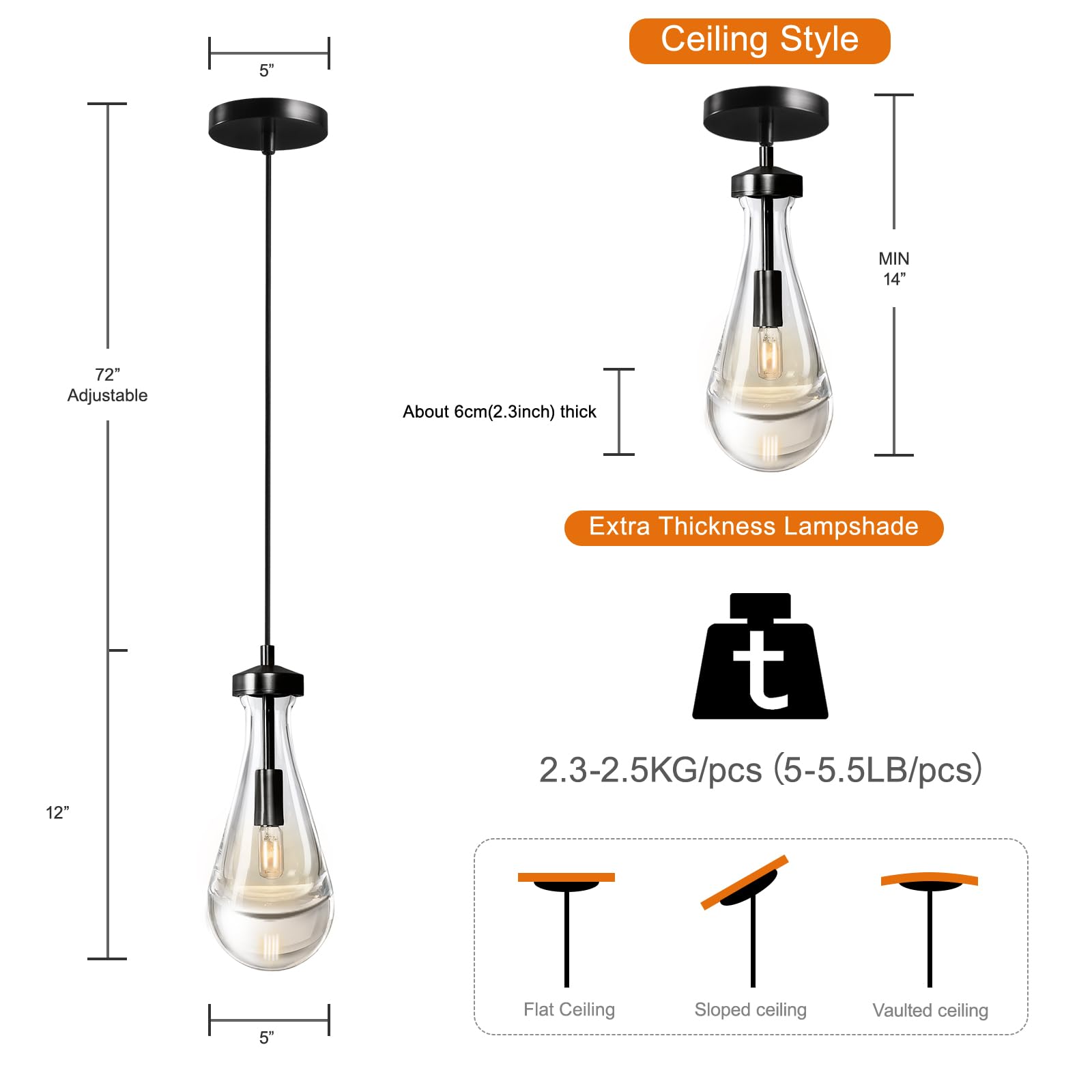 Modern Black Brass Raindrop Pendant Lights for Kitchen Island, Dining Room & Living Room - Elegant Chandelier Lighting Fixture with Included Bulb - Perfect for Home, Restaurant & Cafe Decor