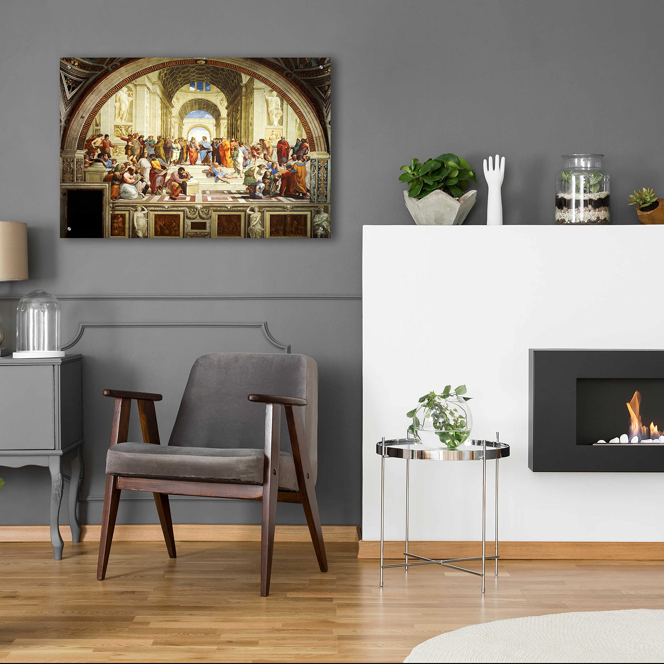 The School of Athens by Raphael - Premium Acrylic Glass Wall Art Print 36x24 Inches - Famous Renaissance Painting for Home Decor, Office & Gallery Display