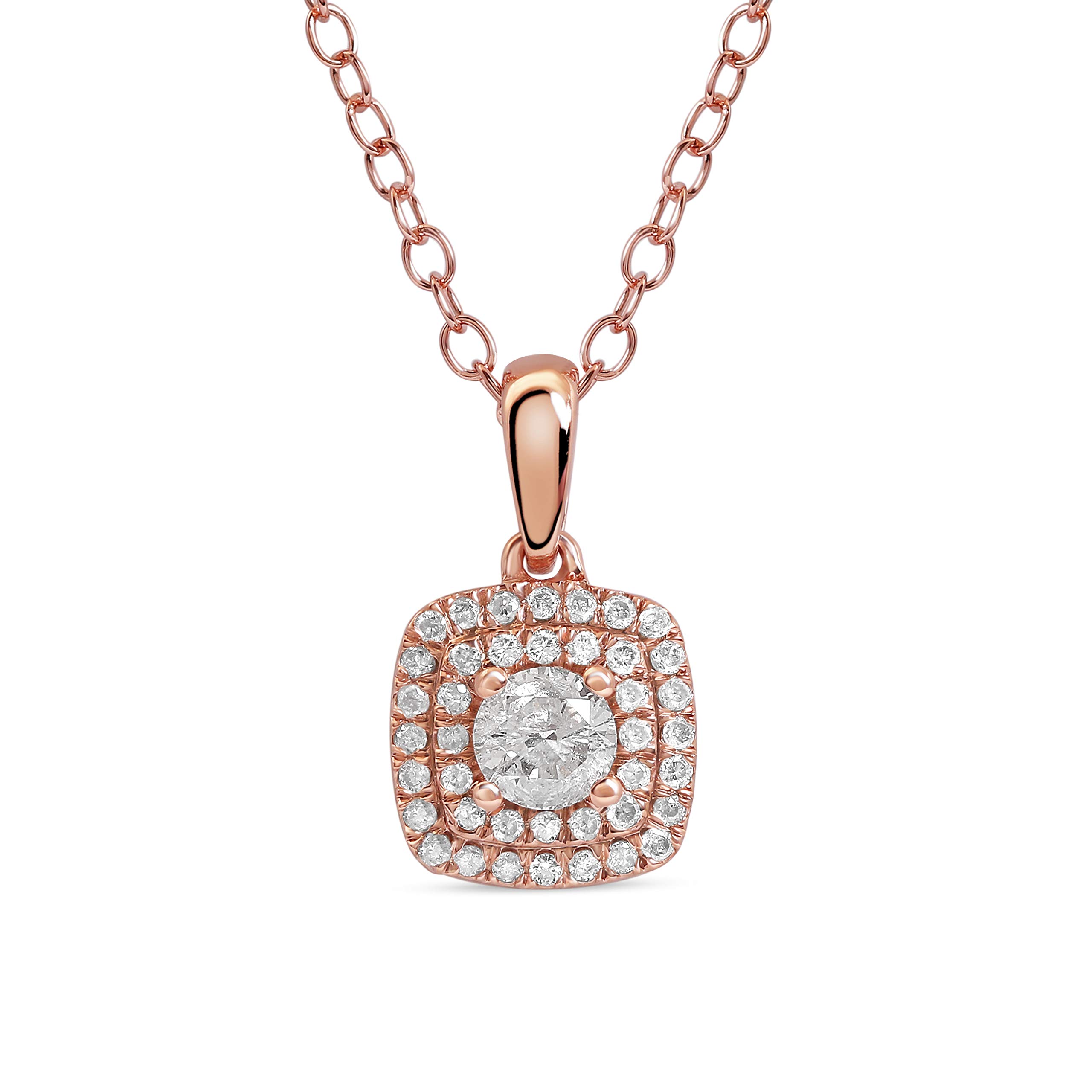 1/4 CT.TDW Sterling Silver Diamond Halo Pendant Necklace for Women - Rhodium Plated Elegant Jewelry Gift for Her, Anniversary, Birthday & Special Occasions | by Labella