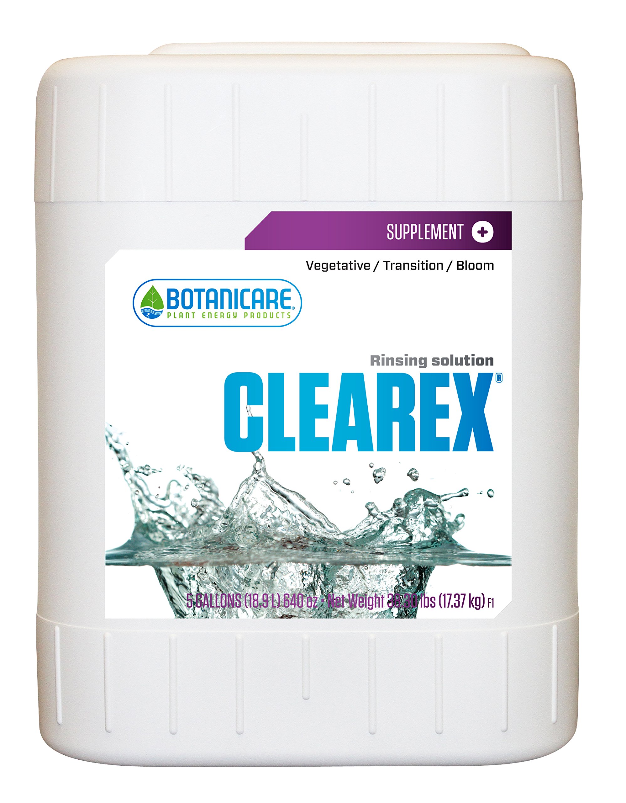 Botanicare Clearex - 5 Gallon Hydroponic Nutrient Flush Solution for Indoor Plants, Potted Plants, and Grow Systems | Perfect for Deep Cleaning Roots, Removing Salt Buildup, and Preparing Plants for Harvest