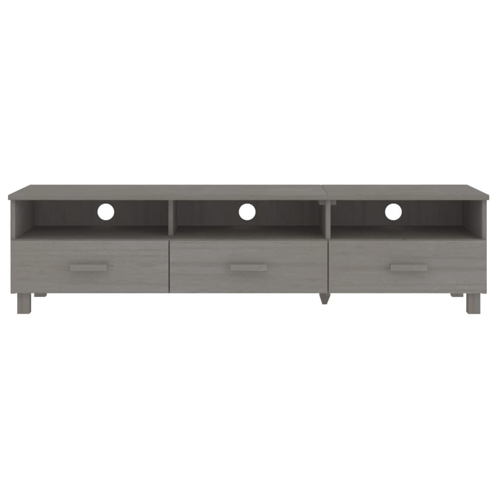 vidaXL Light Gray Solid Wood Pine TV Stand with Storage - Entertainment Center Media Cabinet for Living Room, Bedroom, Home Theater | Modern Sideboard & Cupboard Organizer