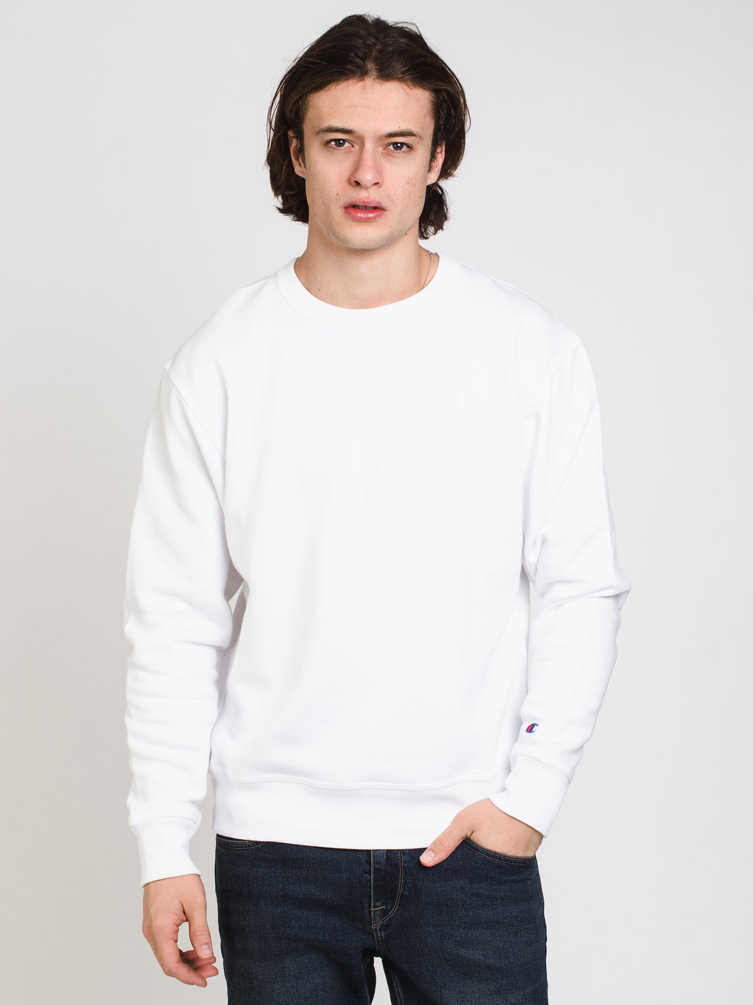 Champion Powerblend Fleece Crewneck Sweatshirt with Embroidered Logo - Soft & Comfortable for Men & Women - Perfect for Casual Wear, Gym, and Outdoor Activities