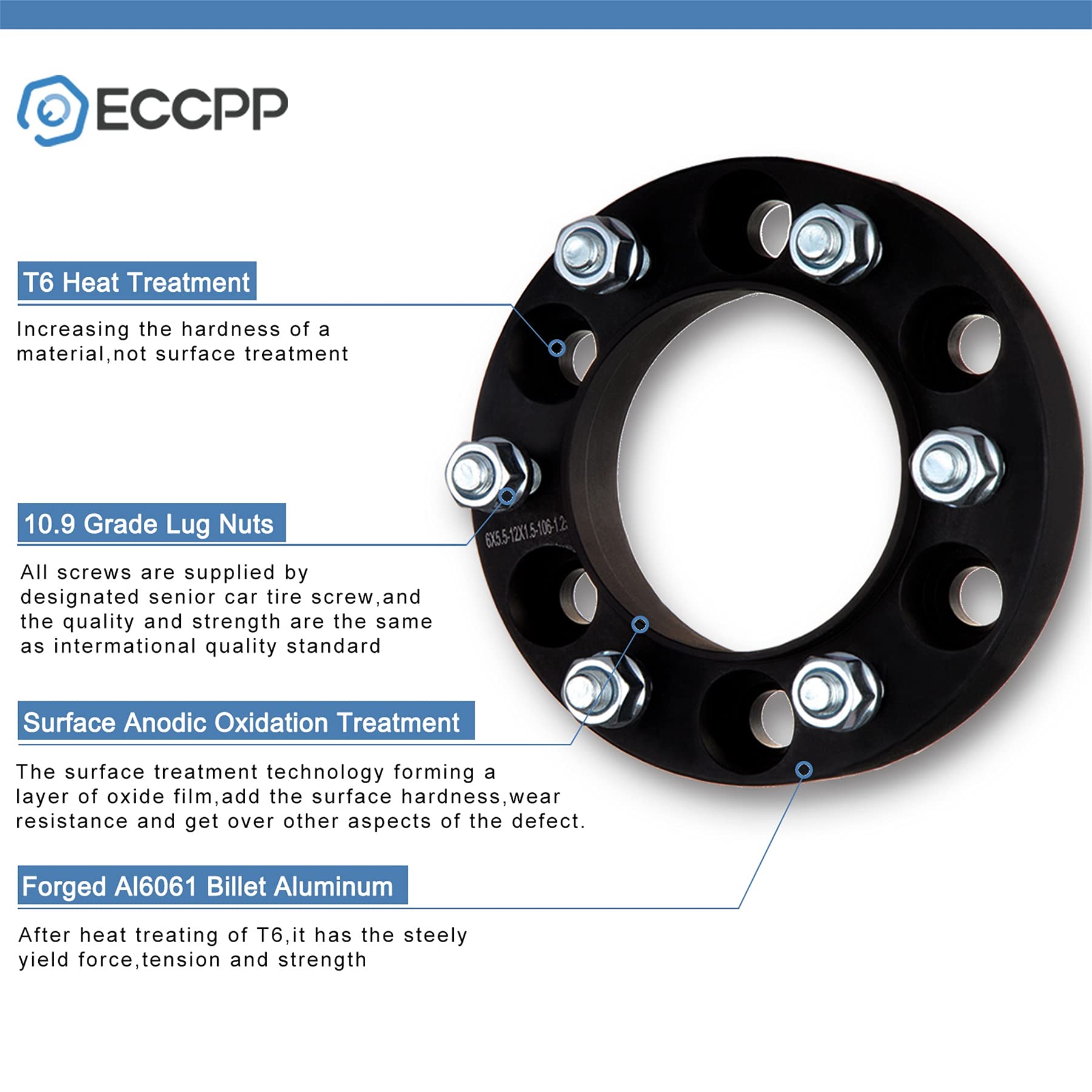 ECCPP 4PCS 5x139.7 Wheel Spacers 5 Lug 5x5.5 to 5x5.5 9/16 Studs 1.5 Inch - Compatible with 2007-2009 Chrysler Aspen, 2005-2010 Dodge Dakota, 2004-2009 Dodge Durango - Perfect for Off-Roading, Lifted Trucks & Custom Wheel Fitment