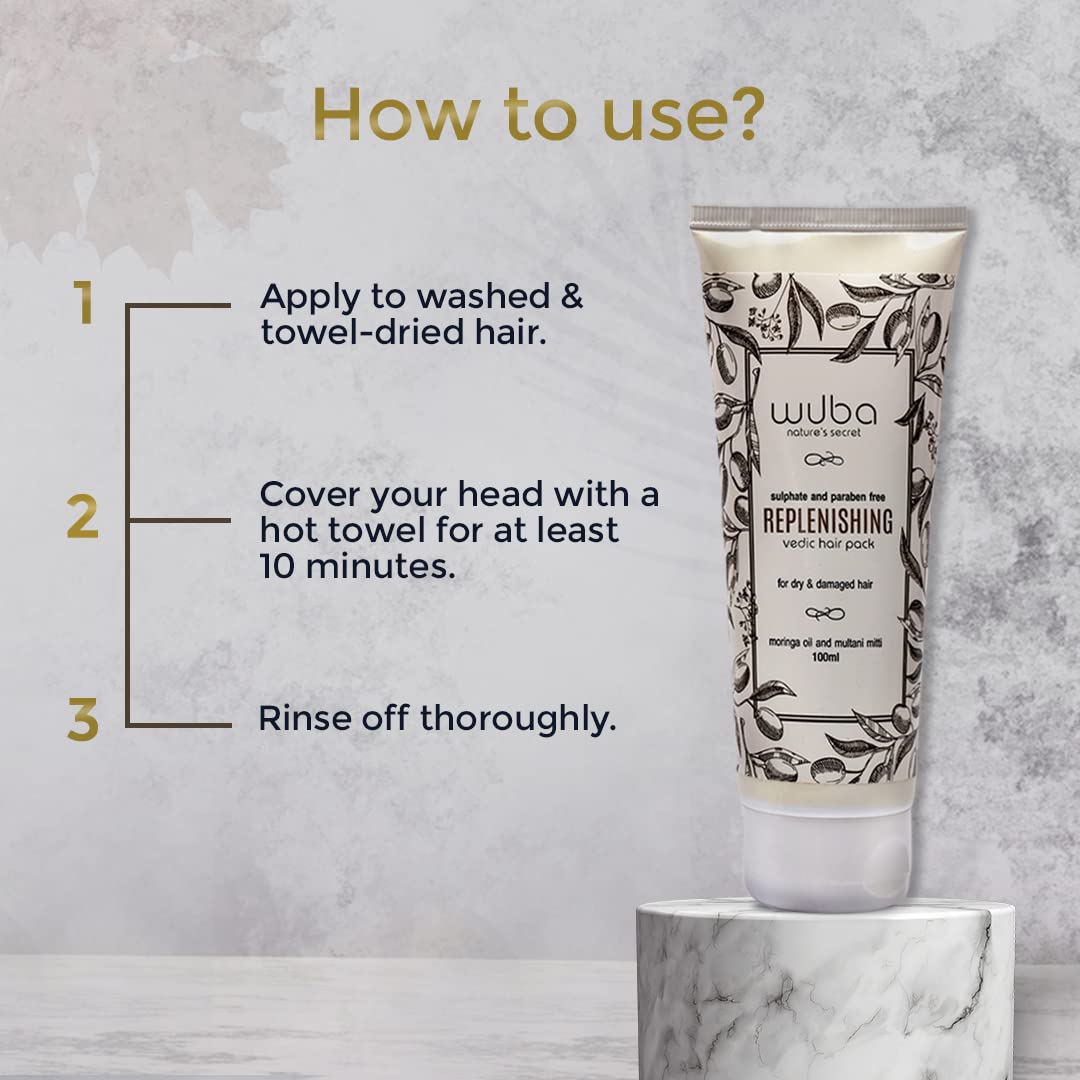 Wuba Nature's Secret Hair Conditioner - Ayurvedic Hair Mask for Hair Fall Control, Anti-Dandruff & Scalp Itch Relief with Green Tea, Moringa Oil & Multani Mitti (100g) - Deep Conditioning Treatment for Dry, Damaged & Frizzy Hair at Home or Salon
