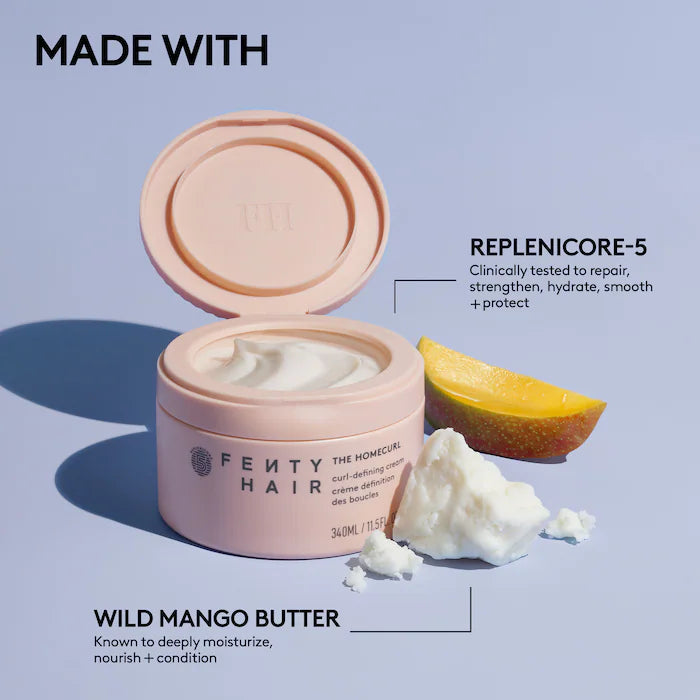 Fenty Beauty The Homecurl Curl Defining Styling Cream for Curly Hair - Hydrating & Frizz Control Styling Cream for Defined Curls & Waves, Perfect for Daily Styling & Special Occasions