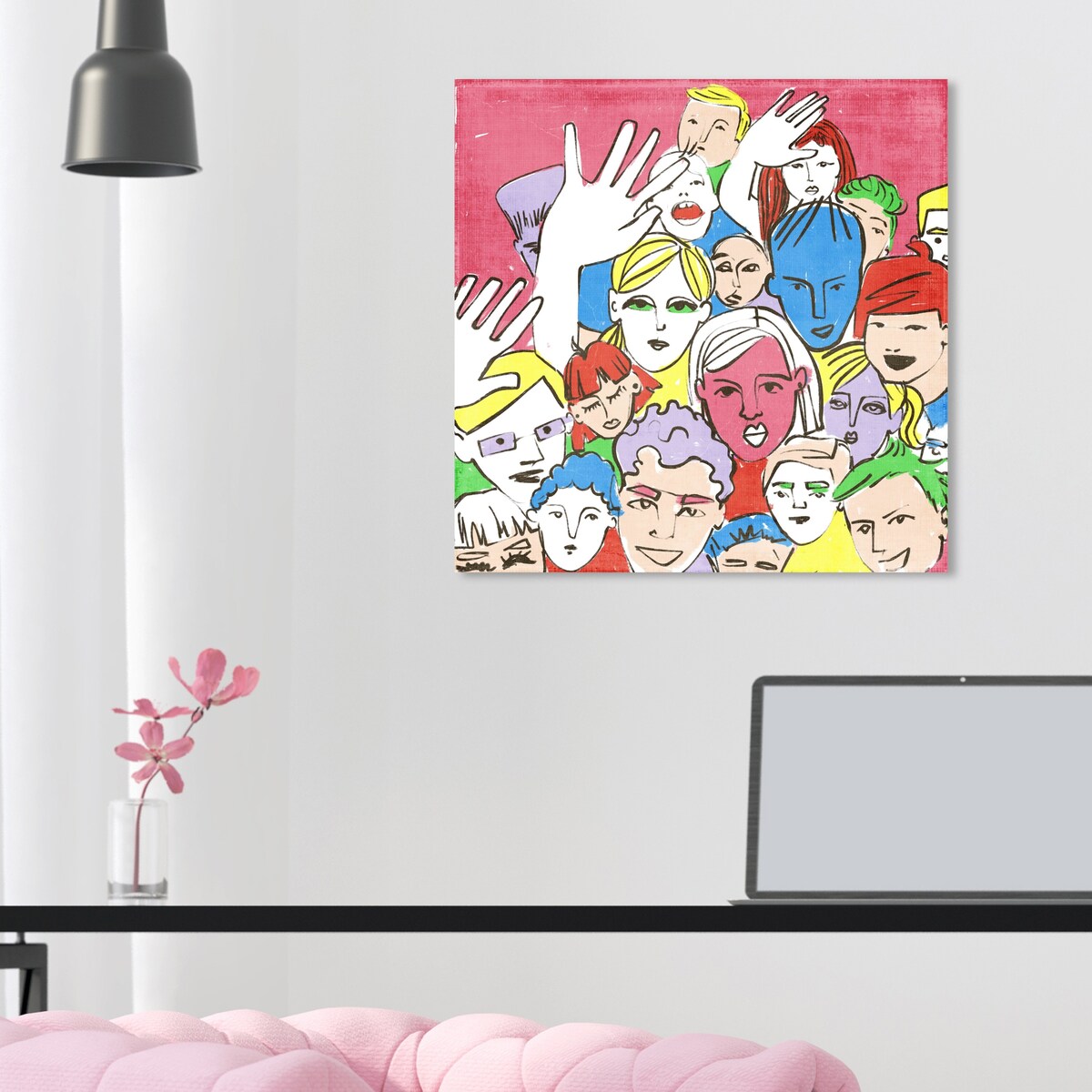 Modern Pink Canvas Wall Art Print - Abstract Music Concert Theme for Living Room, Bedroom & Office Decor - Perfect Gift for Music Lovers