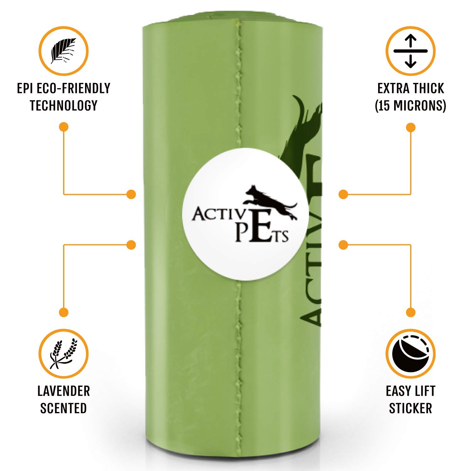 Active Pets Extra Thick Leak-Proof Dog Waste Bags - Lavender Scented Eco-Friendly Poop Bags for Dogs | Strong Easy-Tear Design for Daily Walks & Park Cleanup